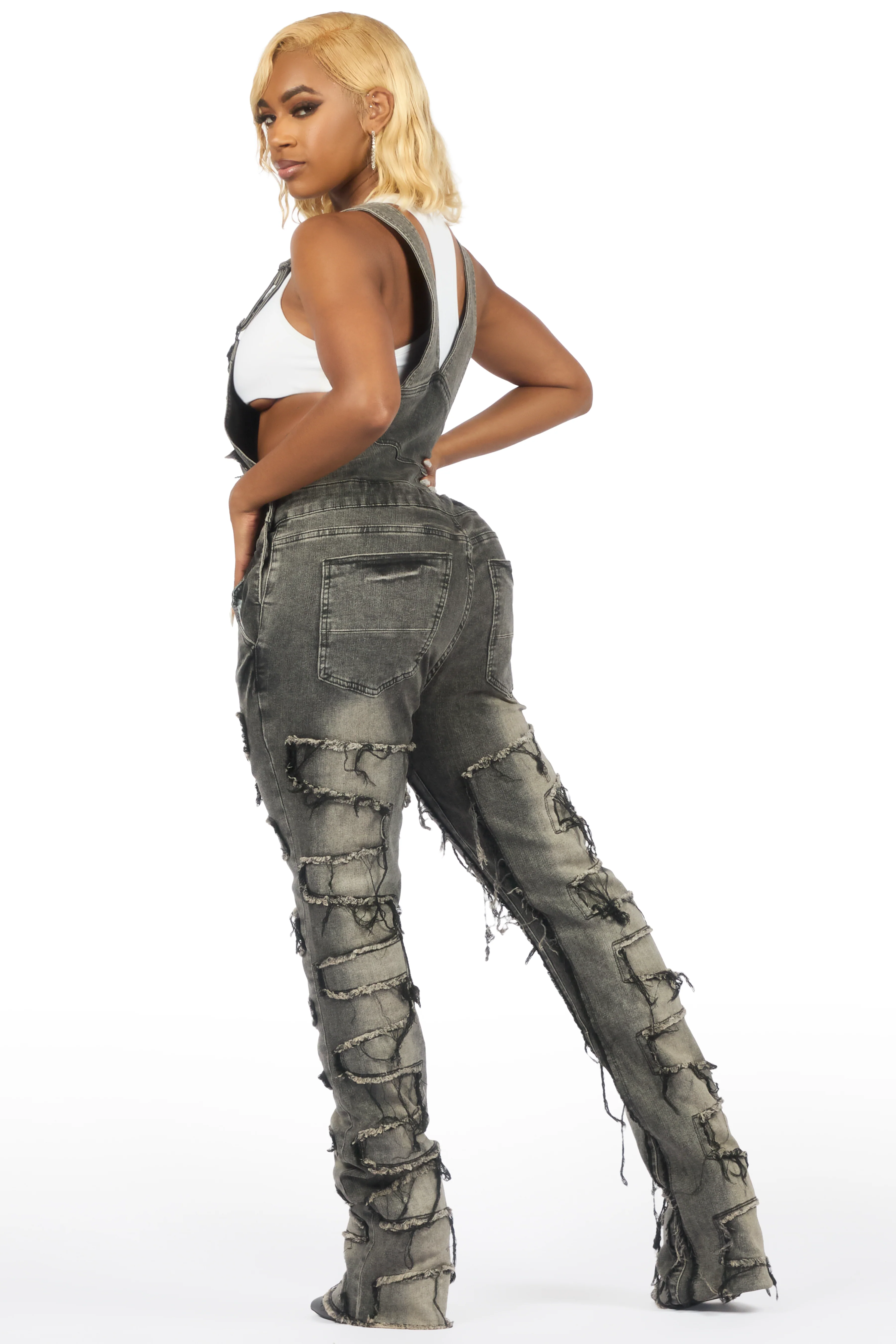 Daysha Grey Wash Denim Overall - Image 6