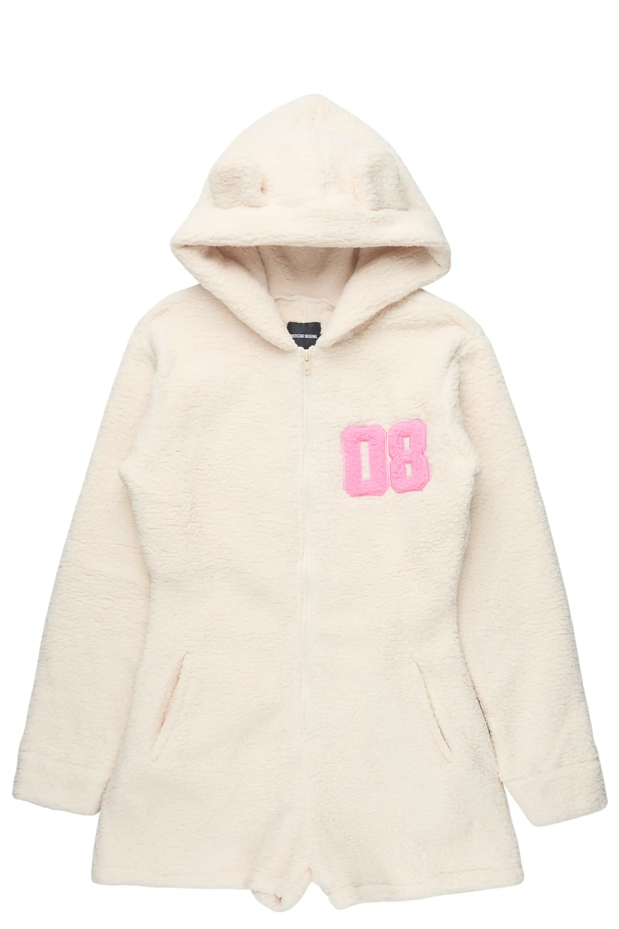 Shanakia Beige/Pink Sherpa Romper - Image 3