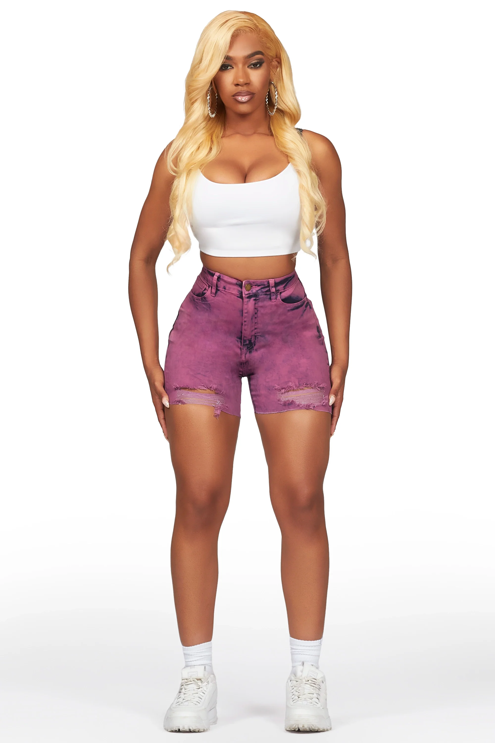 Faradee Purple Denim Short - Image 2