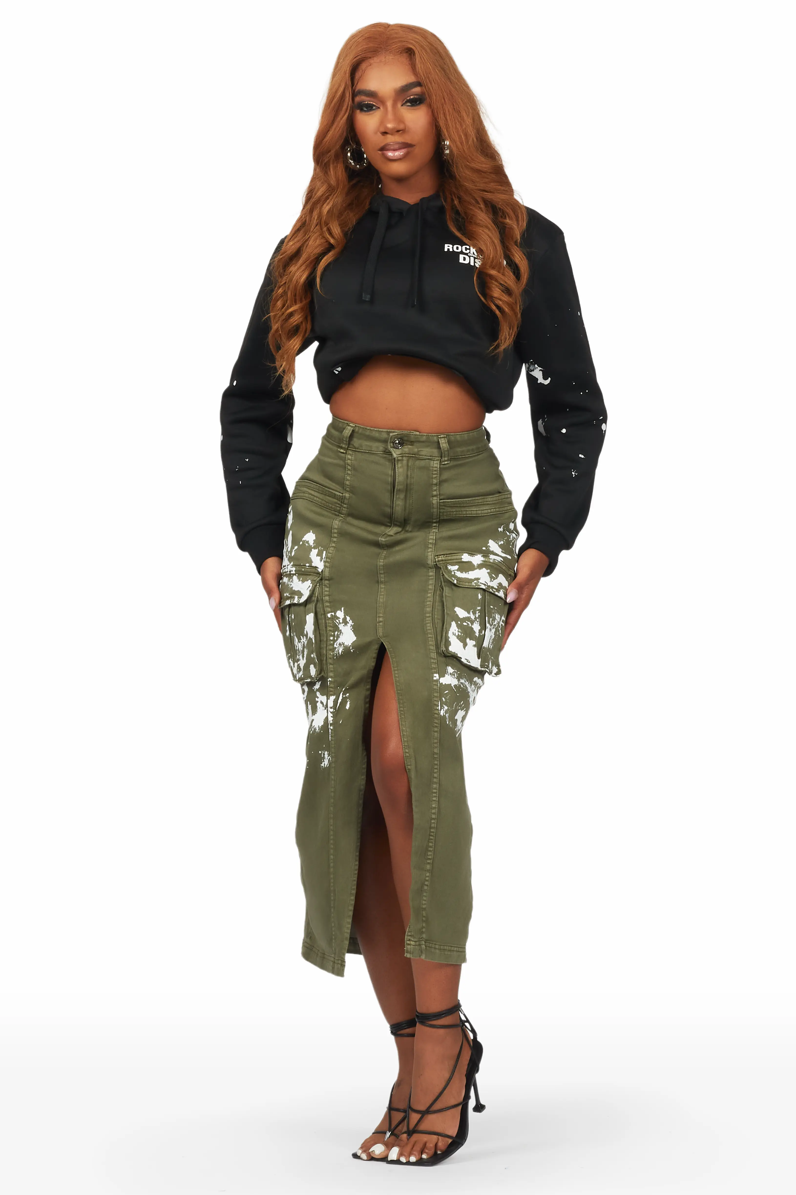 Ashlynn Green Cargo Midi Skirt - Image 3