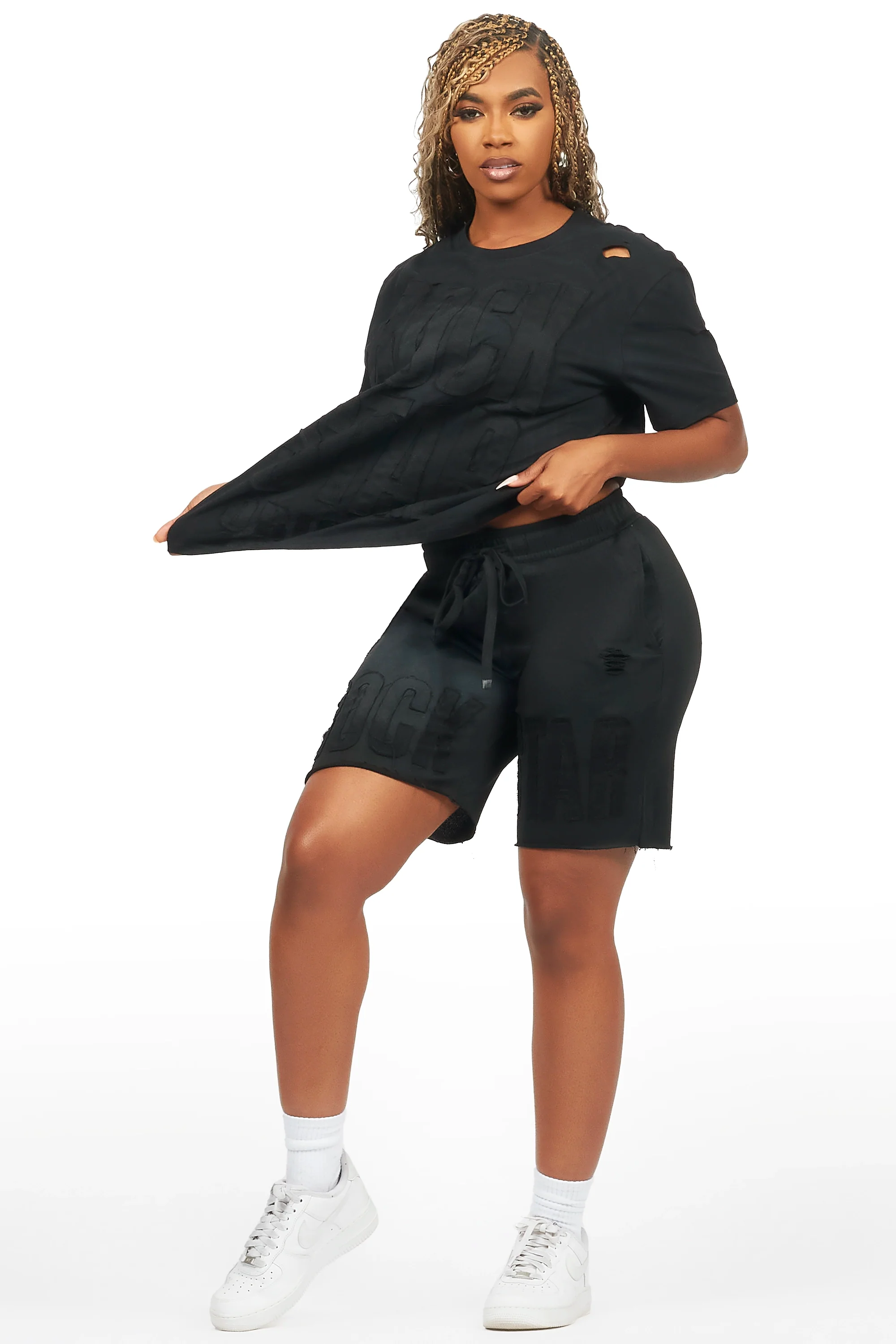 Shantrice Black T-Shirt Short Set