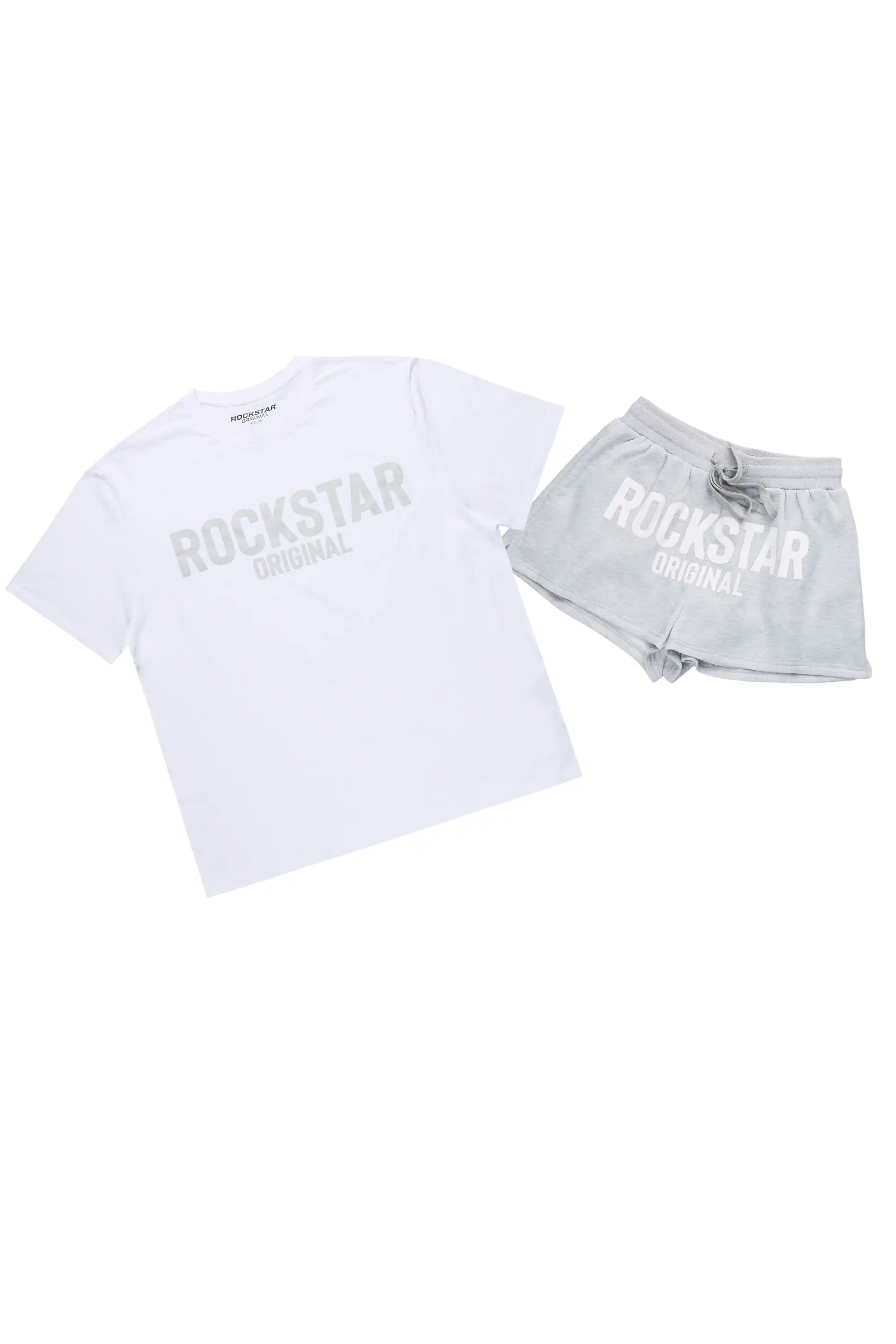 Sabrina White/Grey T-Shirt Short Set - Image 3