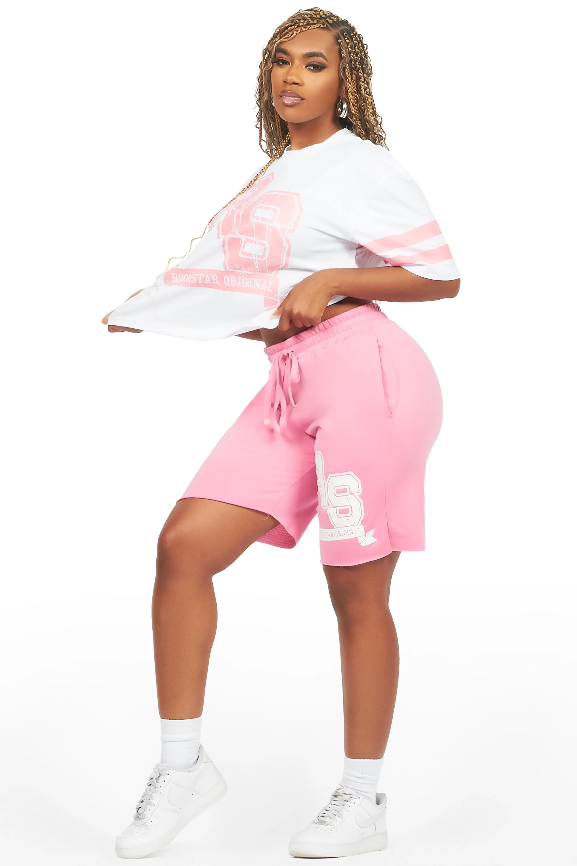Tenita White/Pink T-Shirt Short Set - Image 2