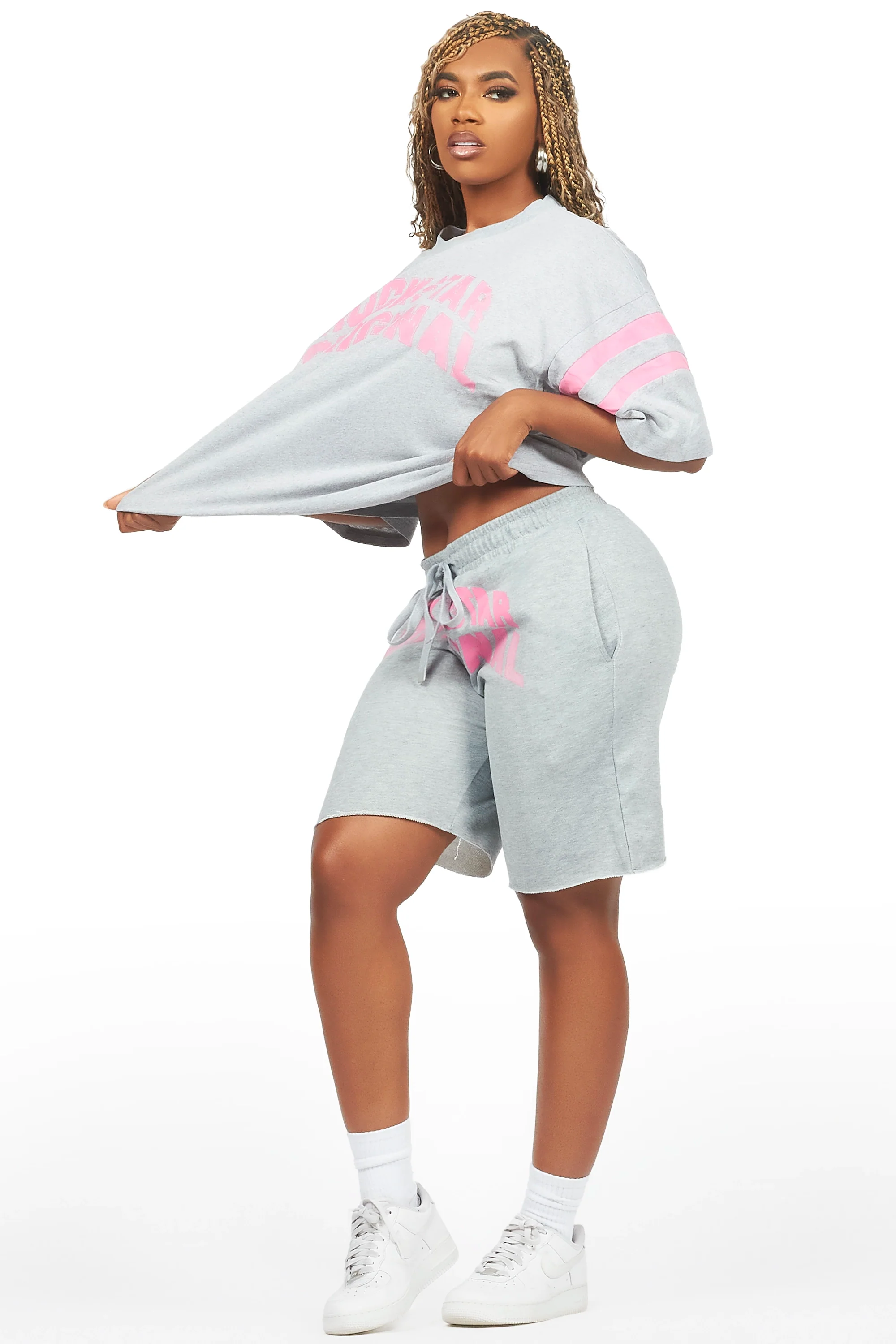 Chikata Heather Grey T-Shirt Short Set - Image 5