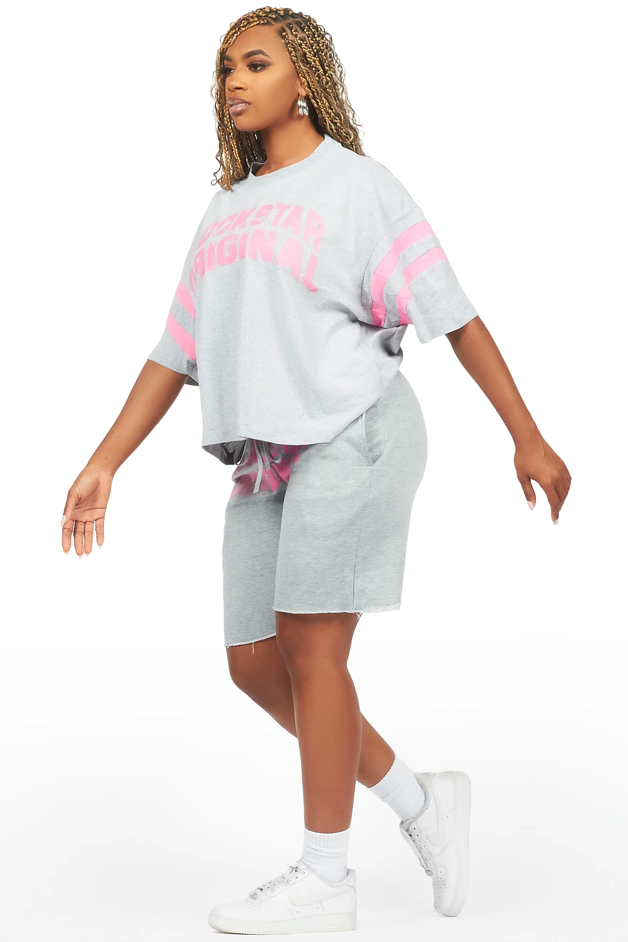 Chikata Heather Grey T-Shirt Short Set - Image 7