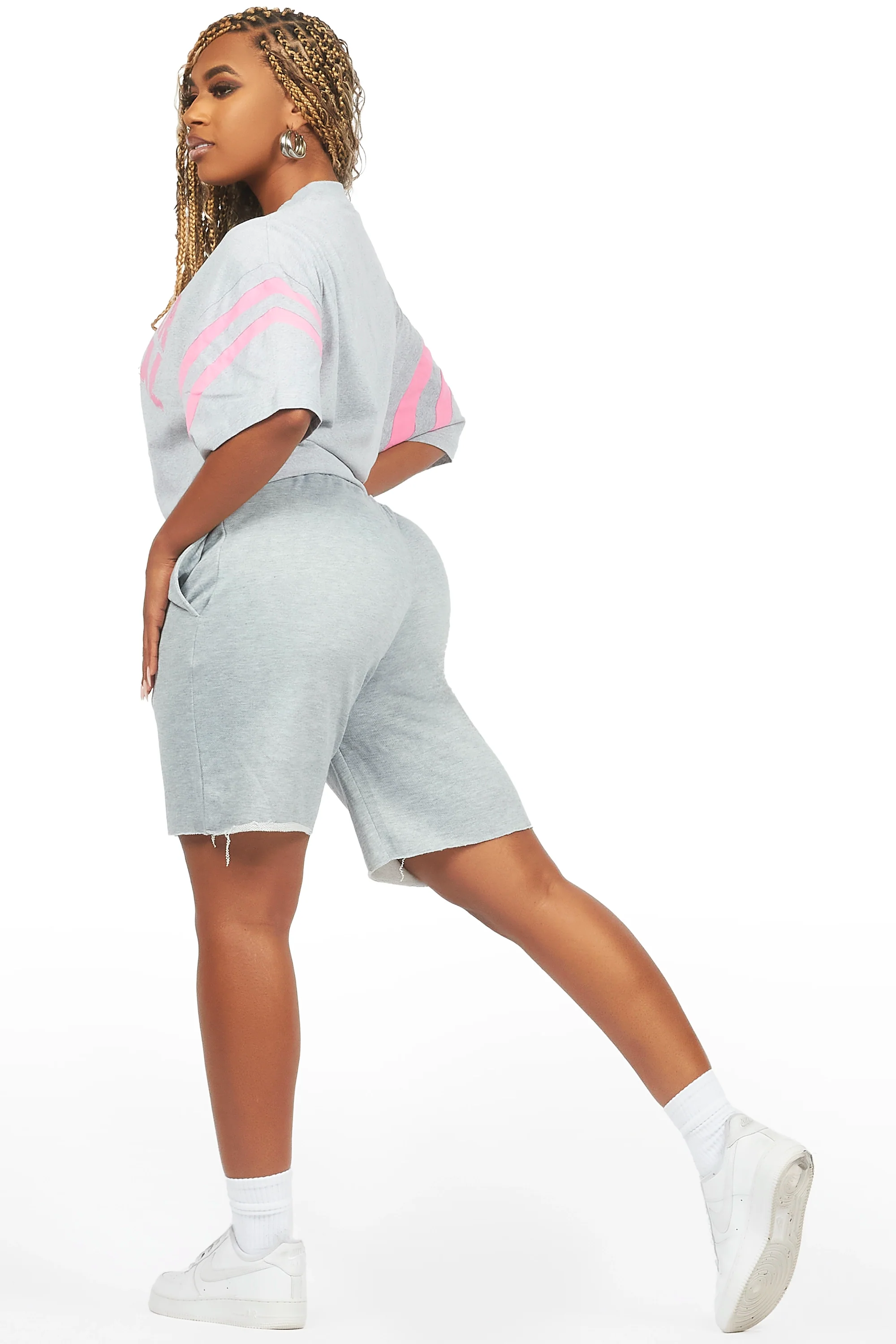 Chikata Heather Grey T-Shirt Short Set - Image 8