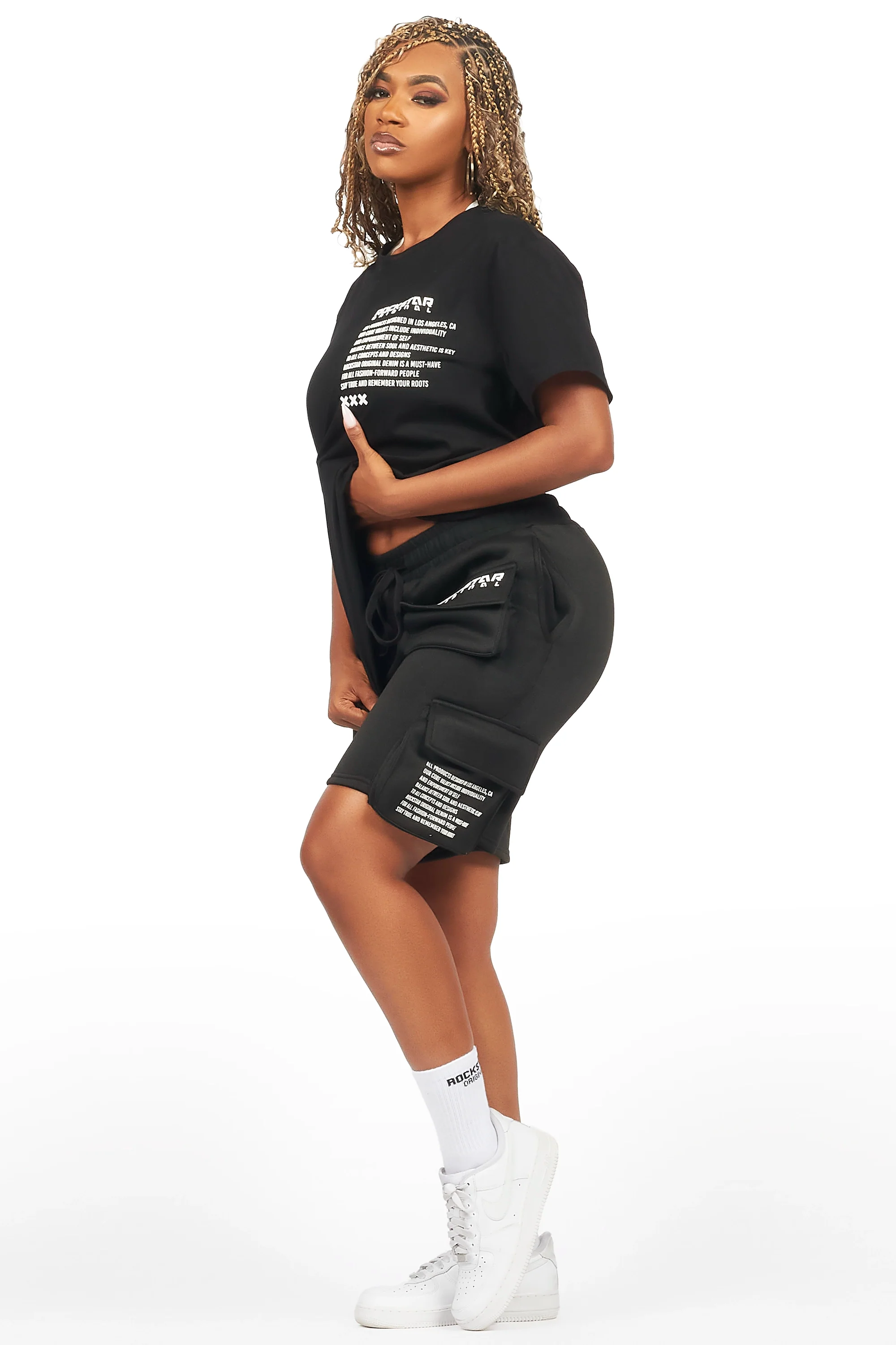 Neusa Black T-Shirt Cargo Short Set - Image 3