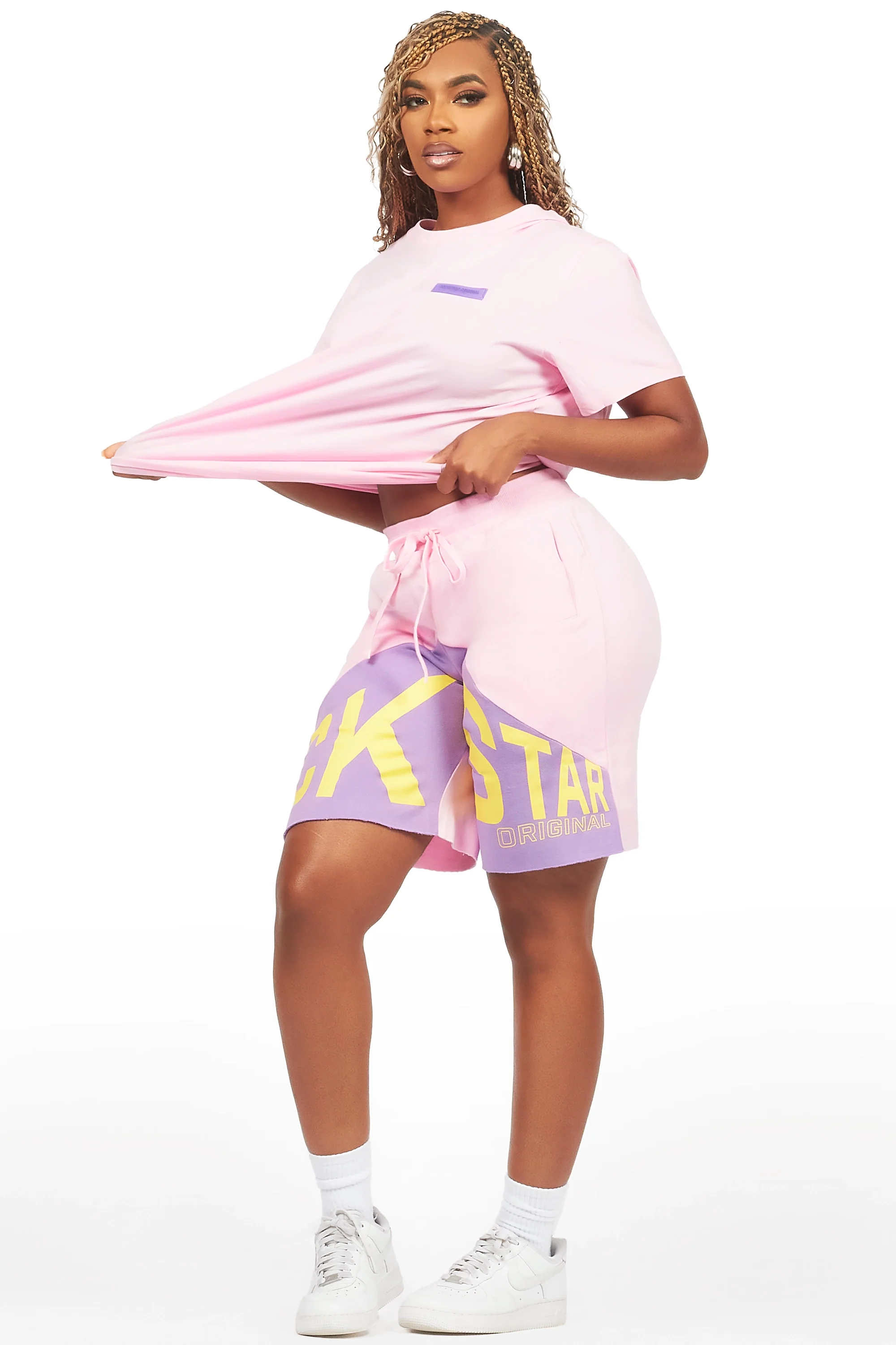 Diona Pink T-Shirt Short Set - Image 3