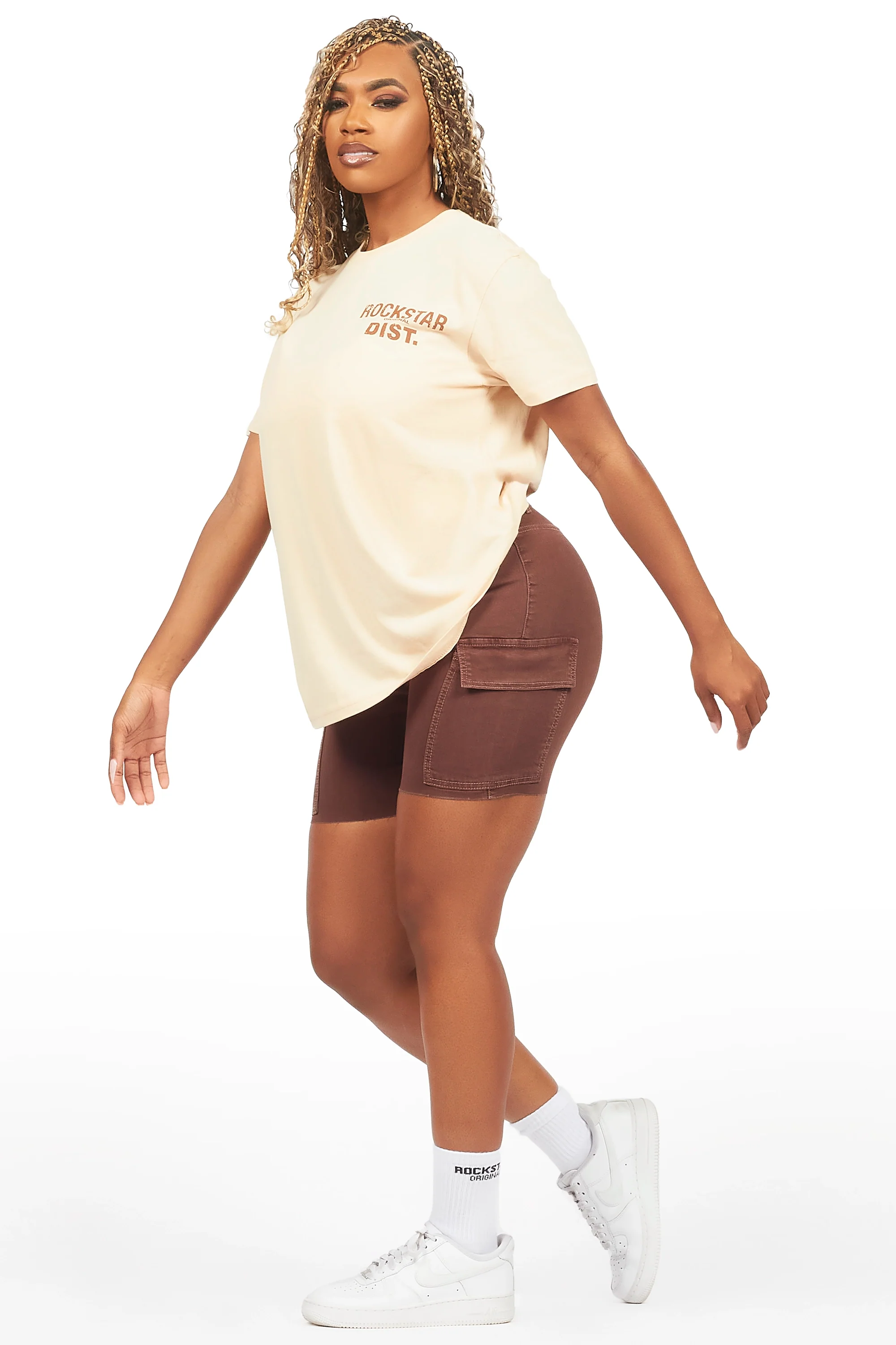 Jakeyia Beige/Brown Denim Short Set - Image 4