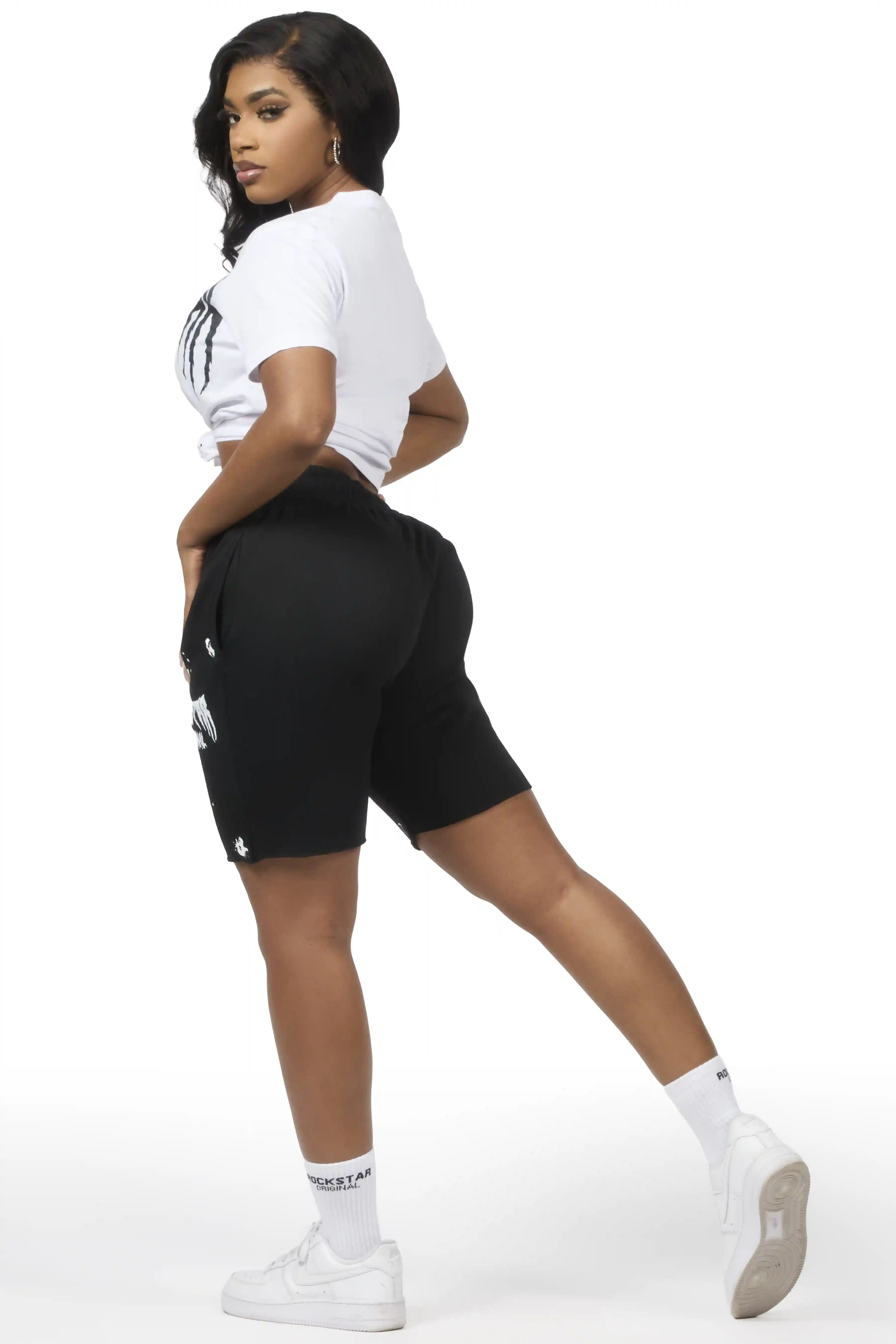 Dayasia White/Black T-Shirt Short Set - Image 4
