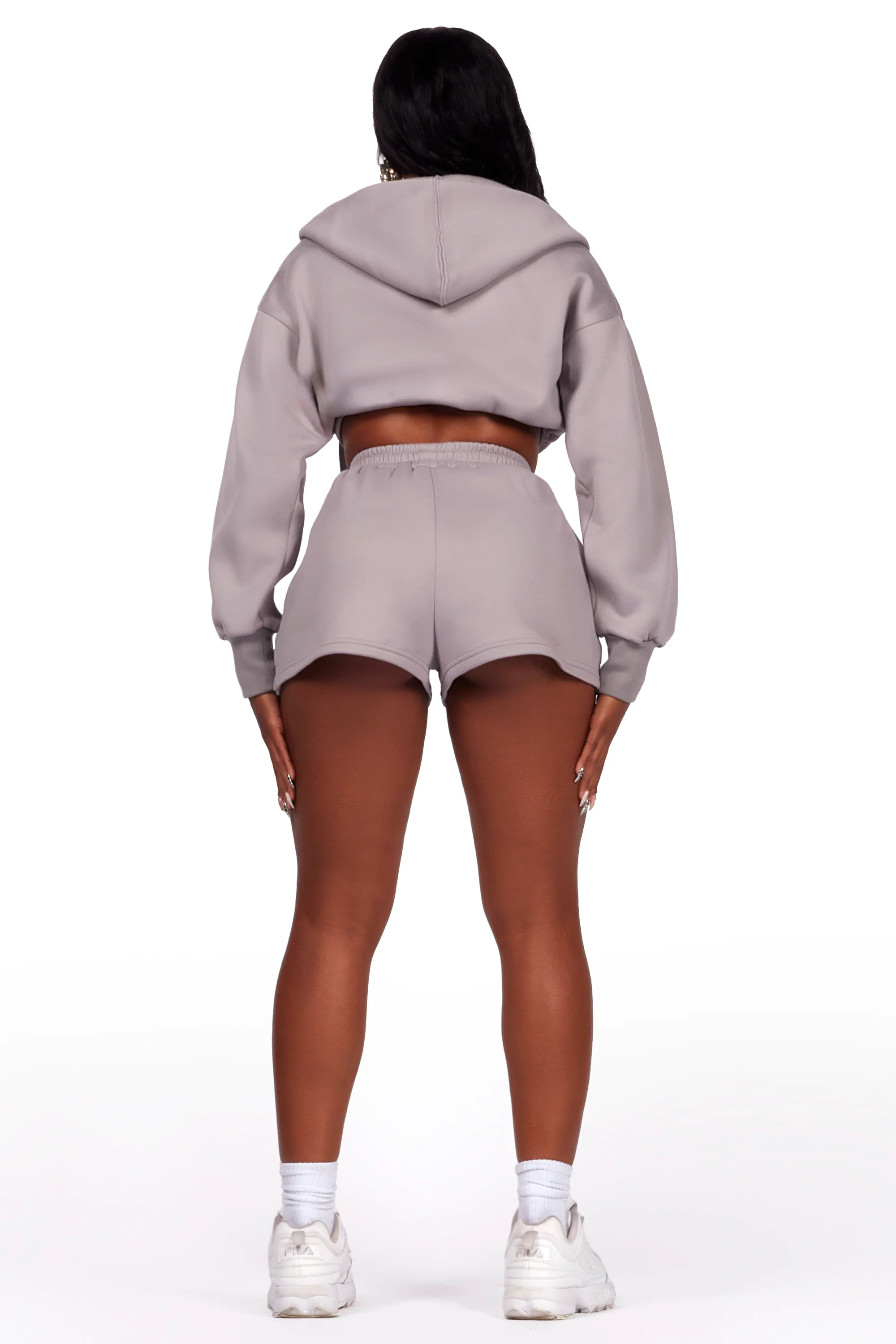 Kristiane Grey Zip Up Short Set - Image 10