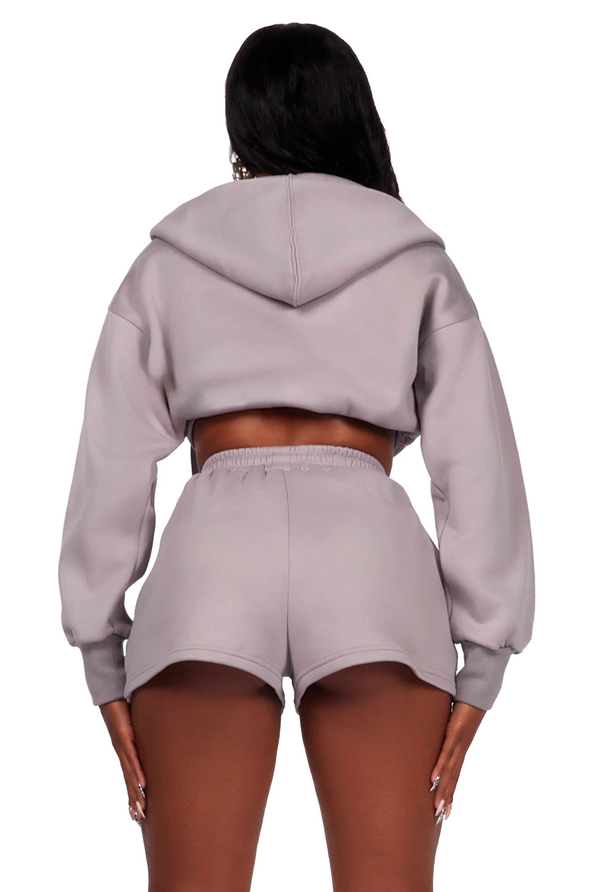 Kristiane Grey Zip Up Short Set - Image 13
