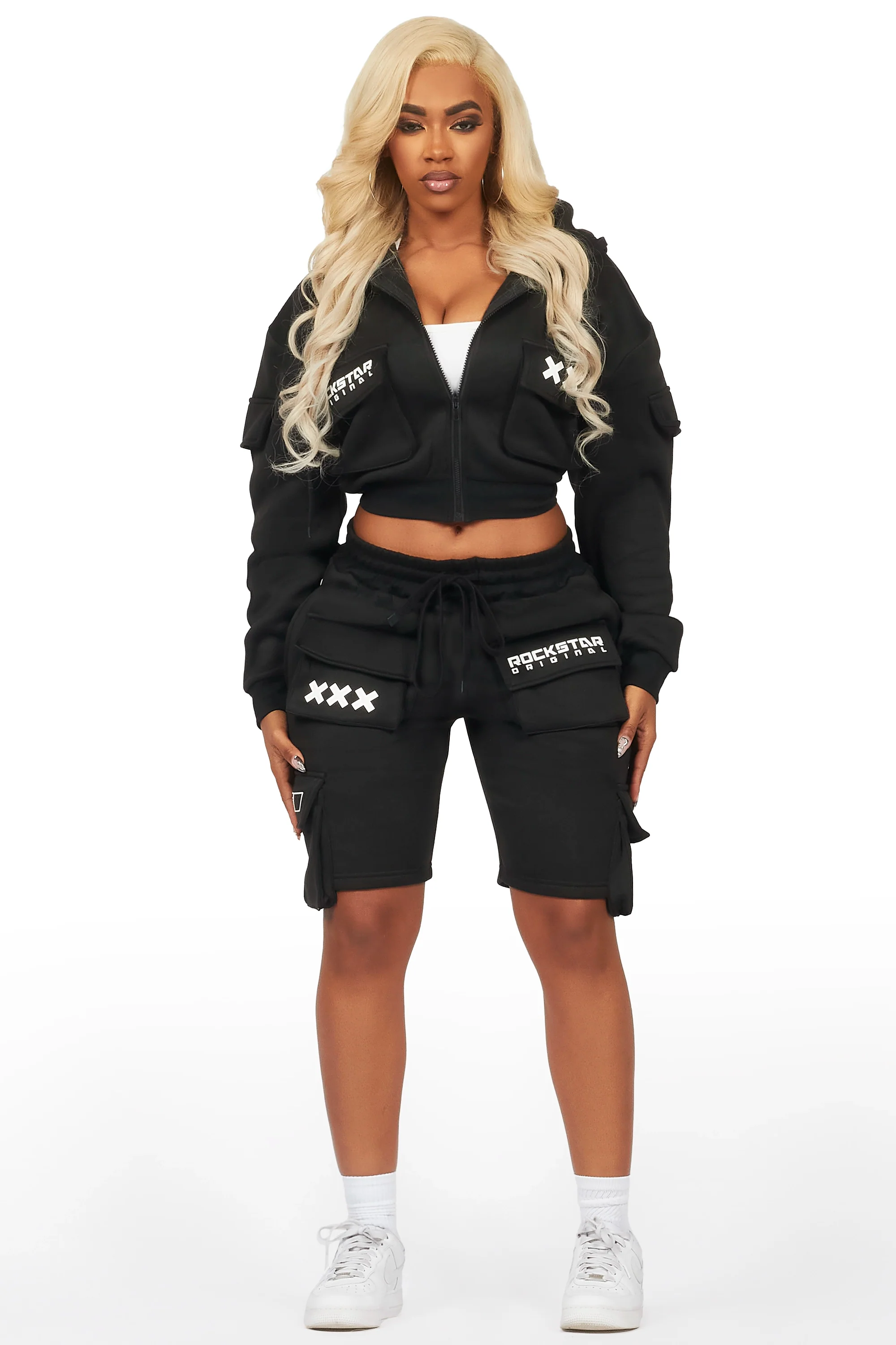 Natanya Black Cargo Short Set - Image 2