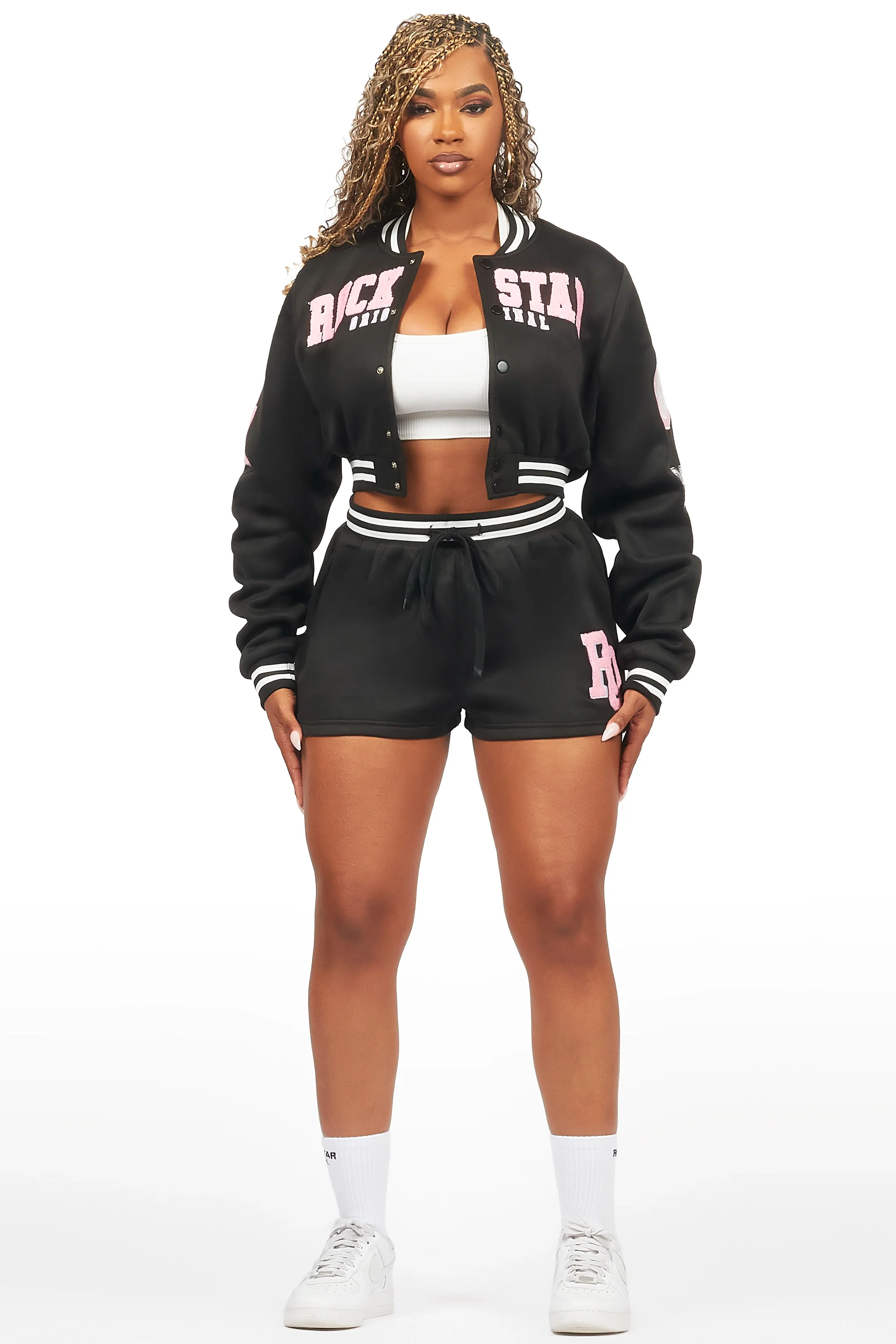 Esmeralda Black Varsity Short Set - Image 3