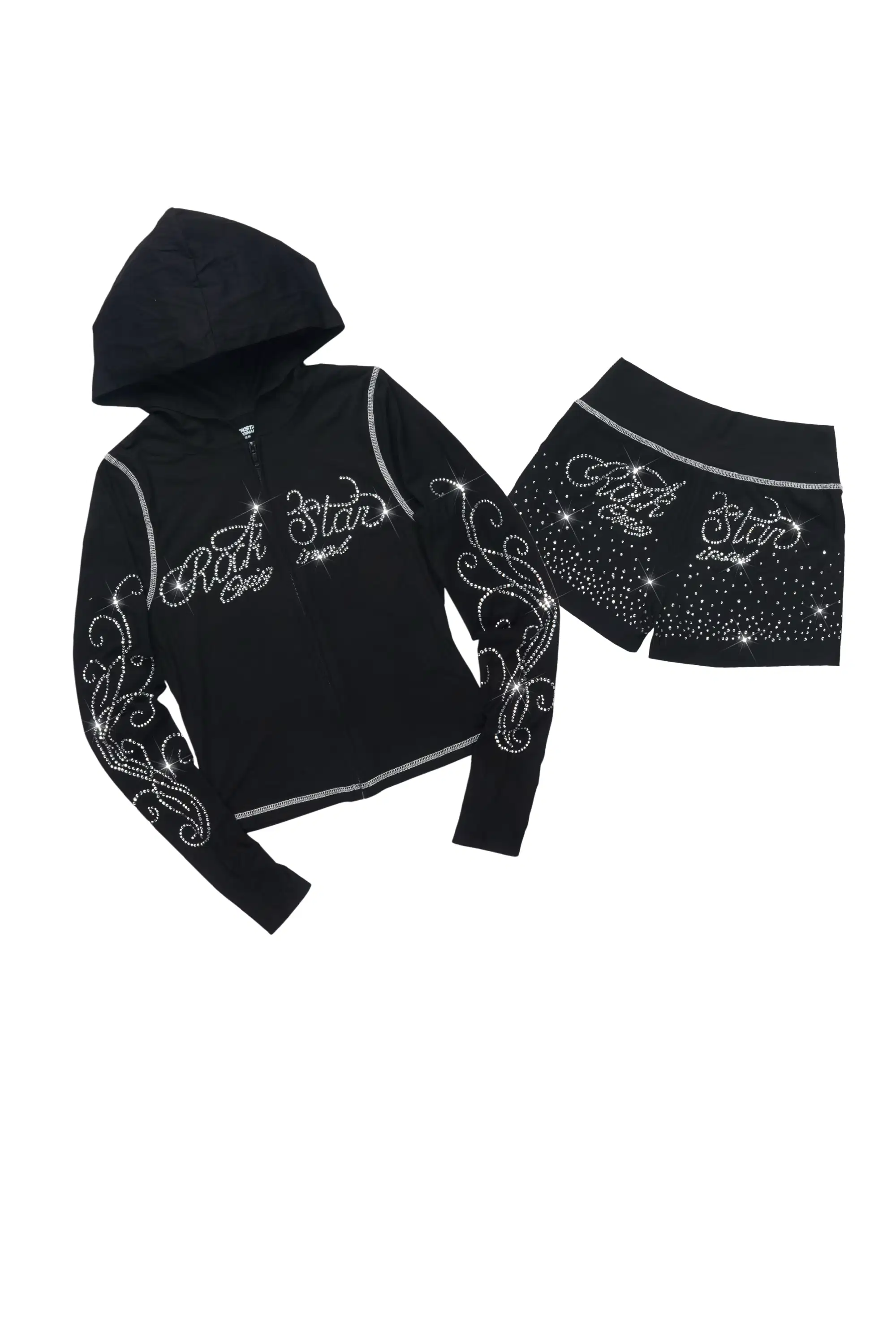 Joella Black Rhinestone Short Set - Image 4