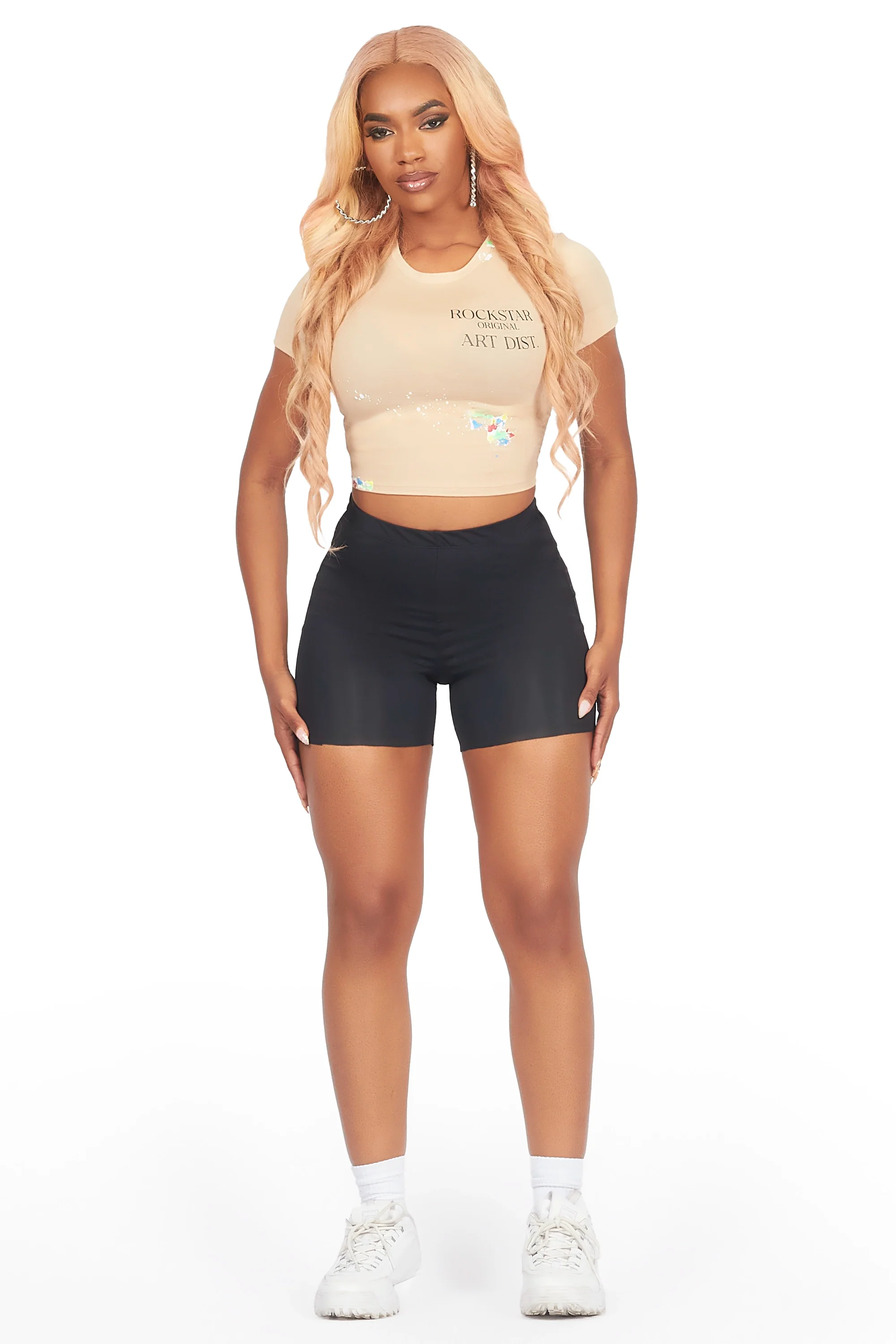 Lashina Tan Crop T-Shirt - Image 2