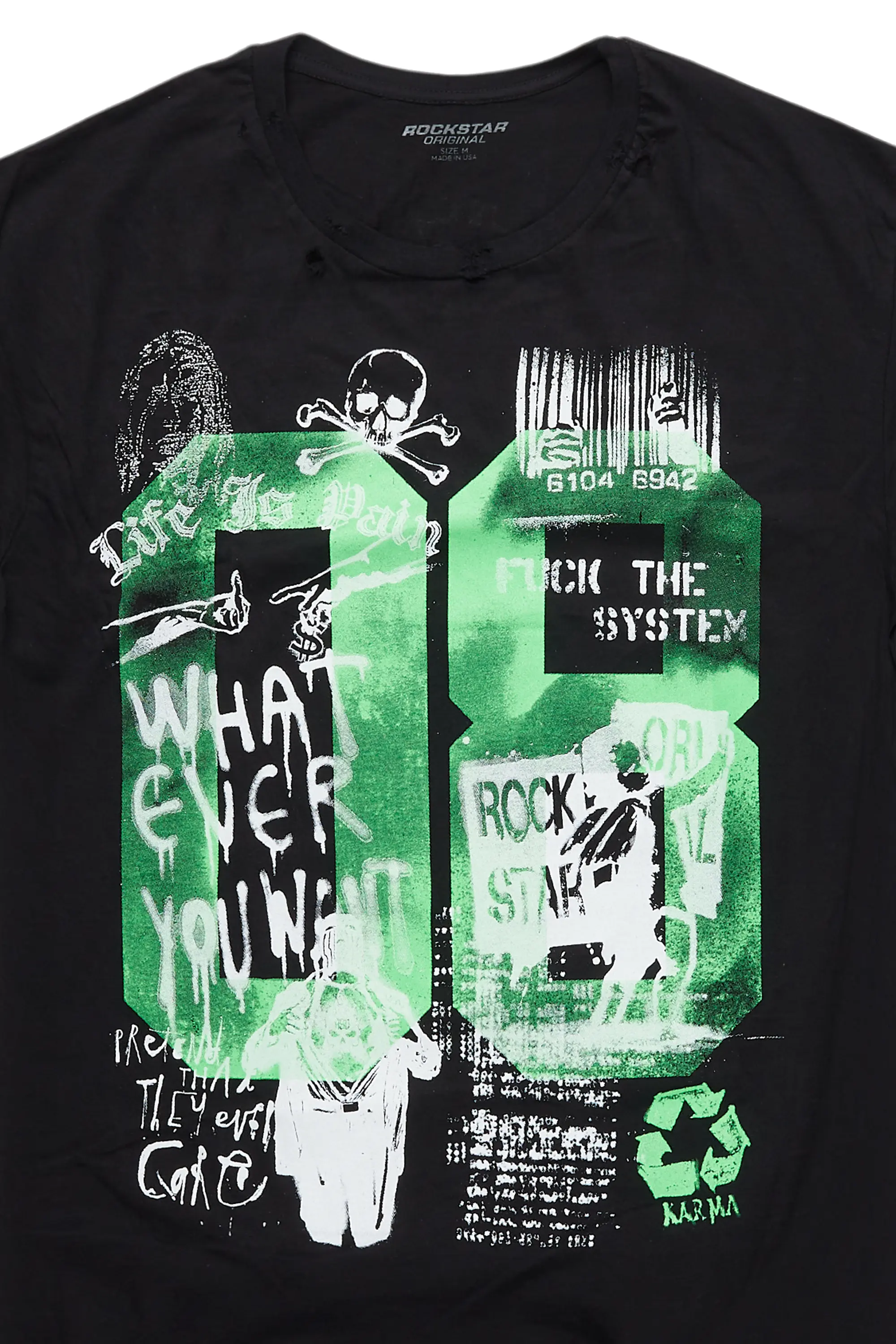 Kammile Black/Green Oversized T-Shirt - Image 2