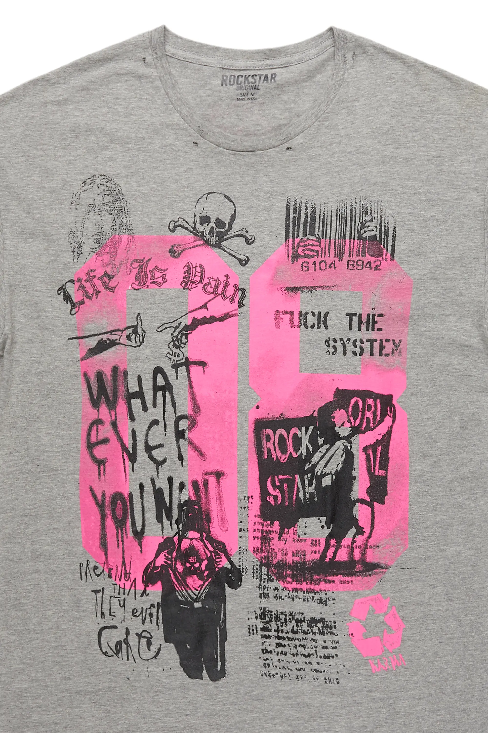 Kammile Grey/Pink Oversized T-Shirt - Image 2