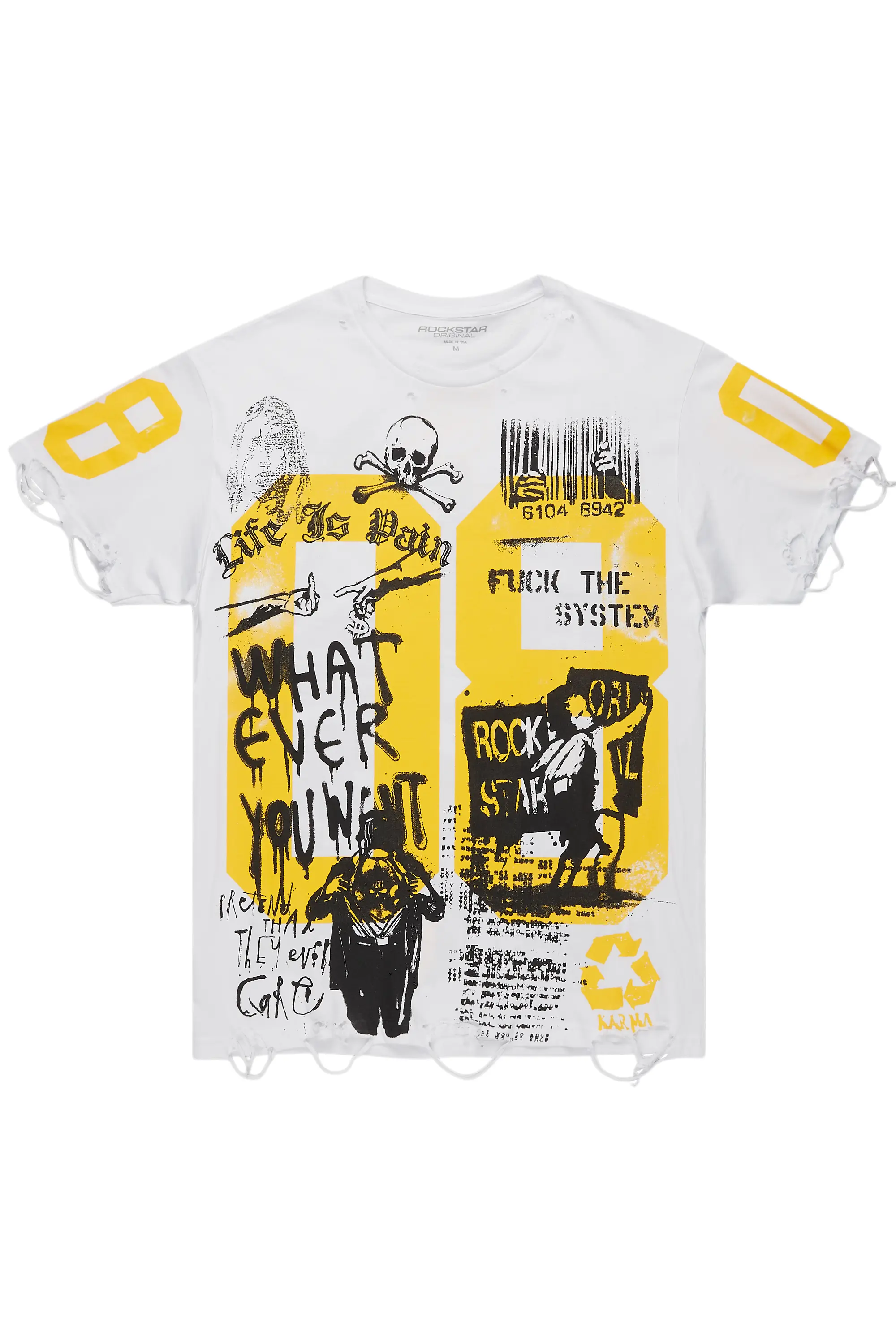 Kammile White/Yellow Oversized T-Shirt