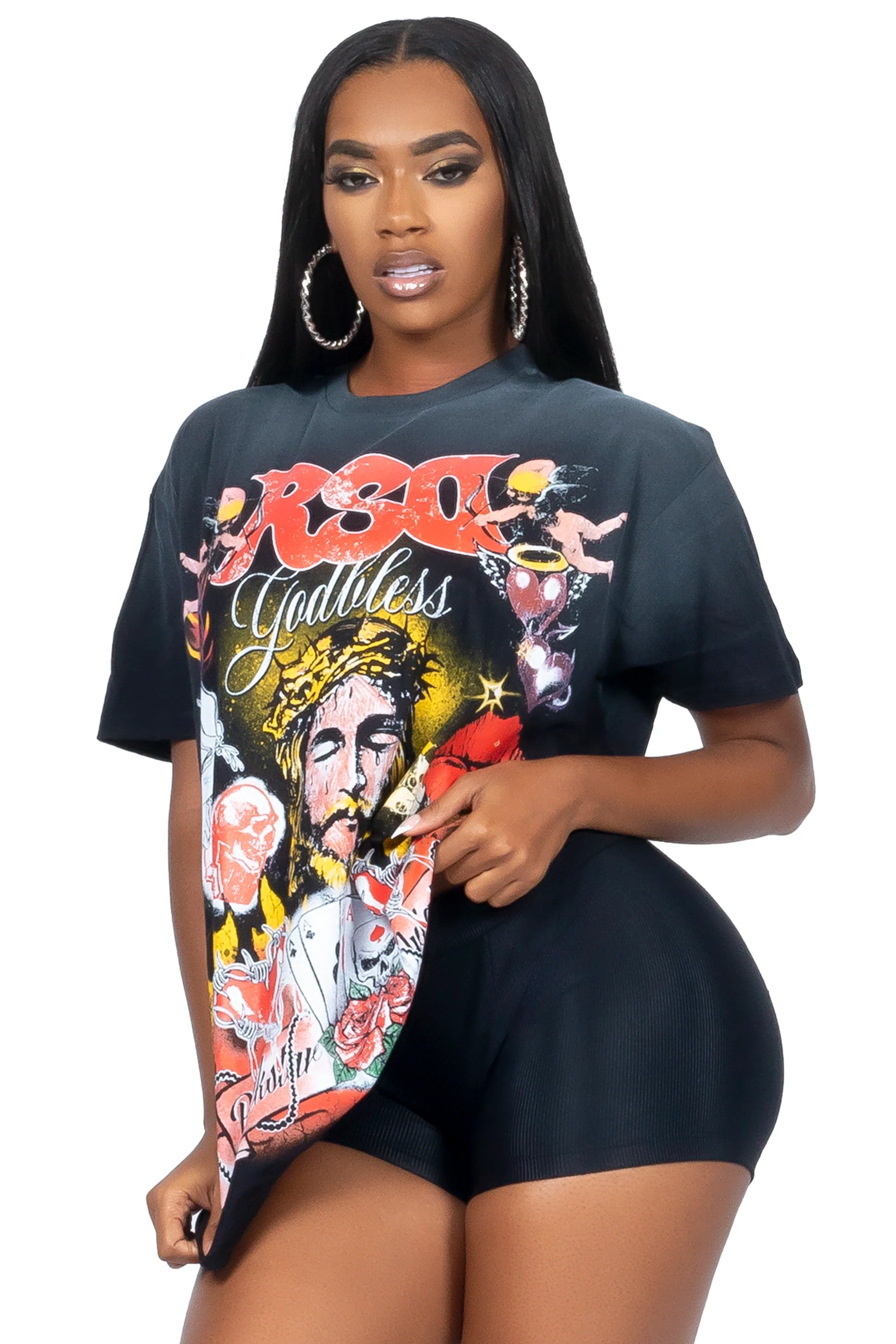 Alysha Black Oversized T-Shirt - Image 3