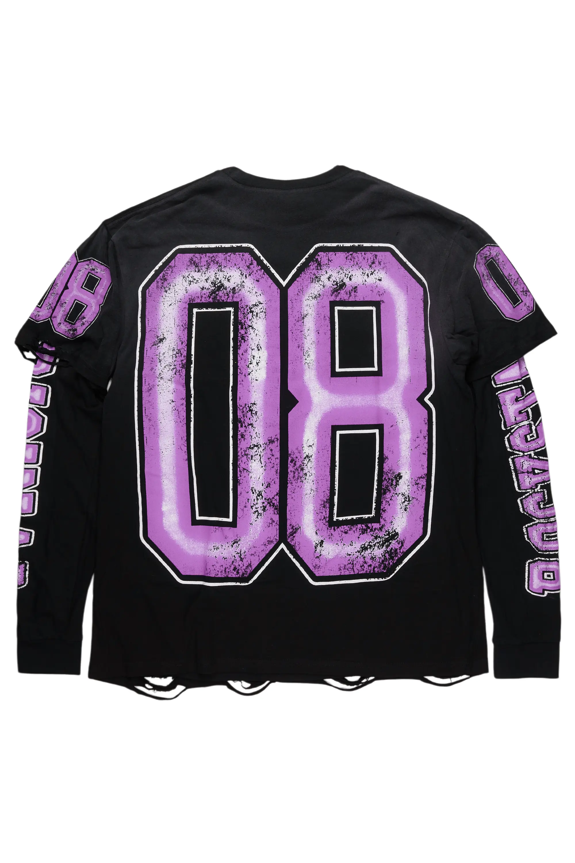 Tariqa Black/Purple Double Layer Graphic T-Shirt - Image 9