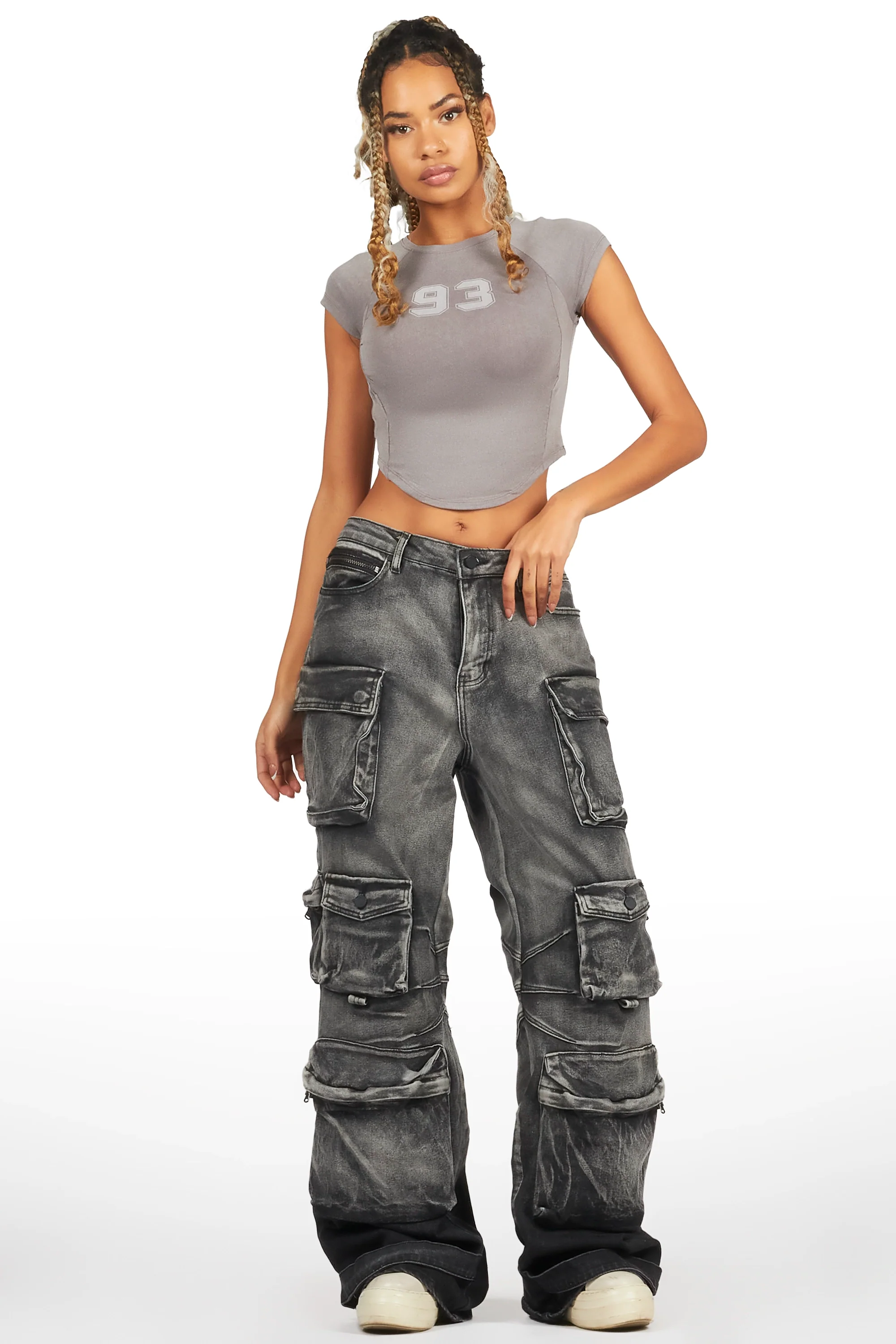 Kaisyna Grey Crop T-Shirt - Image 3