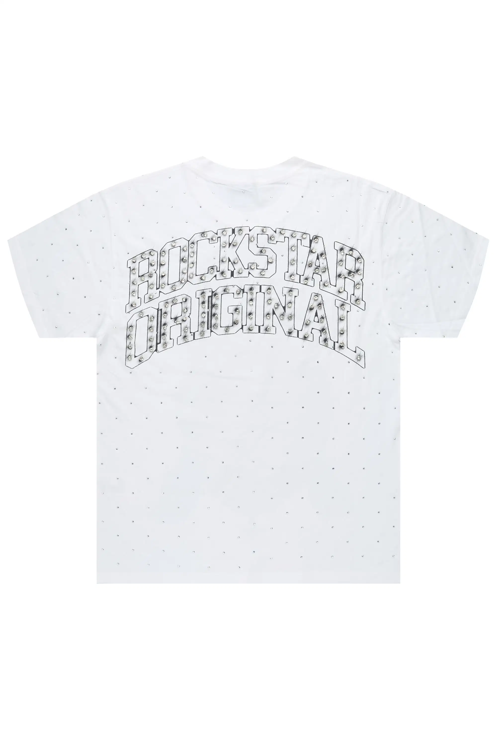 Jayla White Rhinestone Short Sleeve Tee Shirt - Image 7