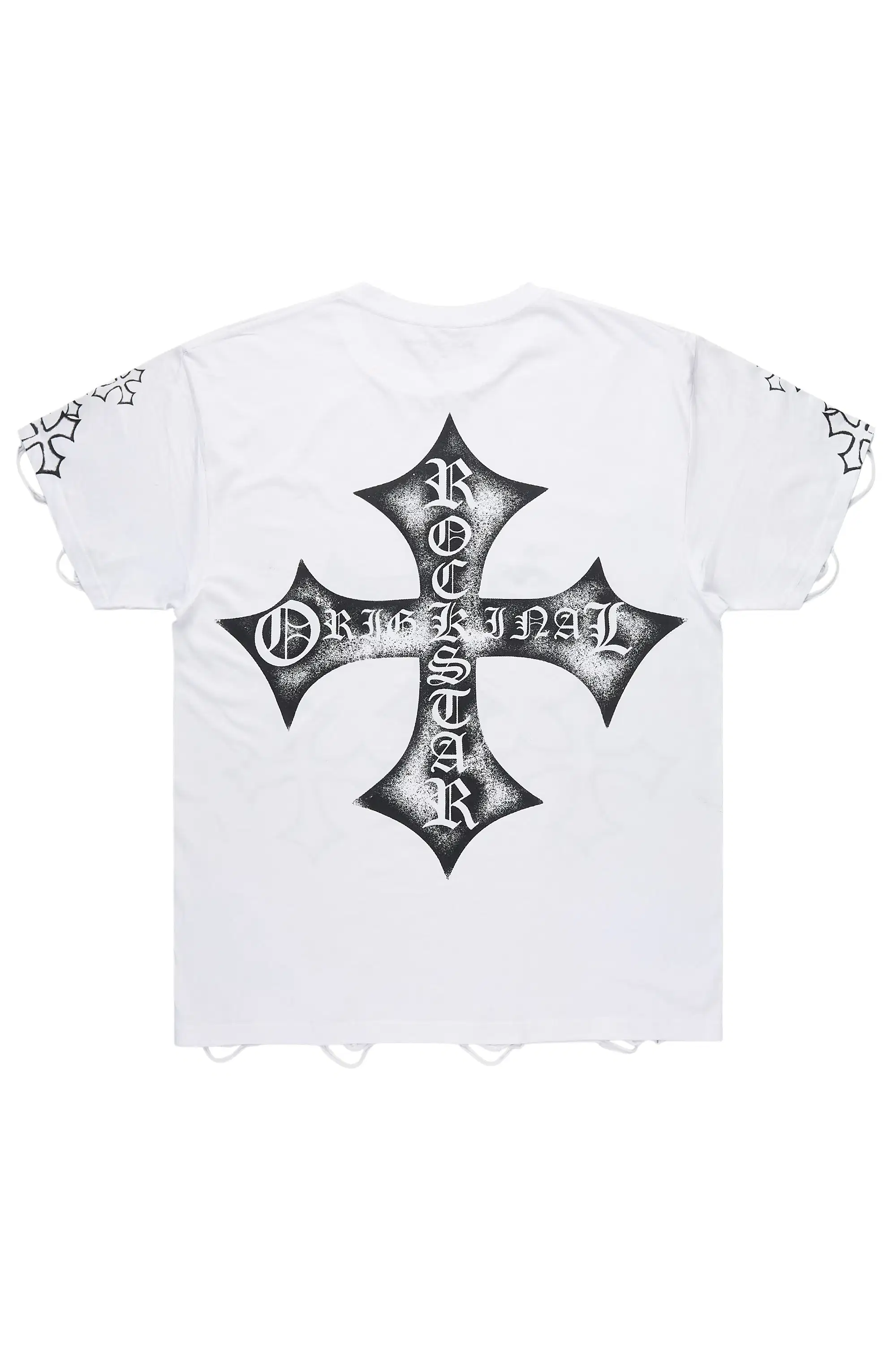 Yesha White Graphic Short Sleeve Tee Shirt