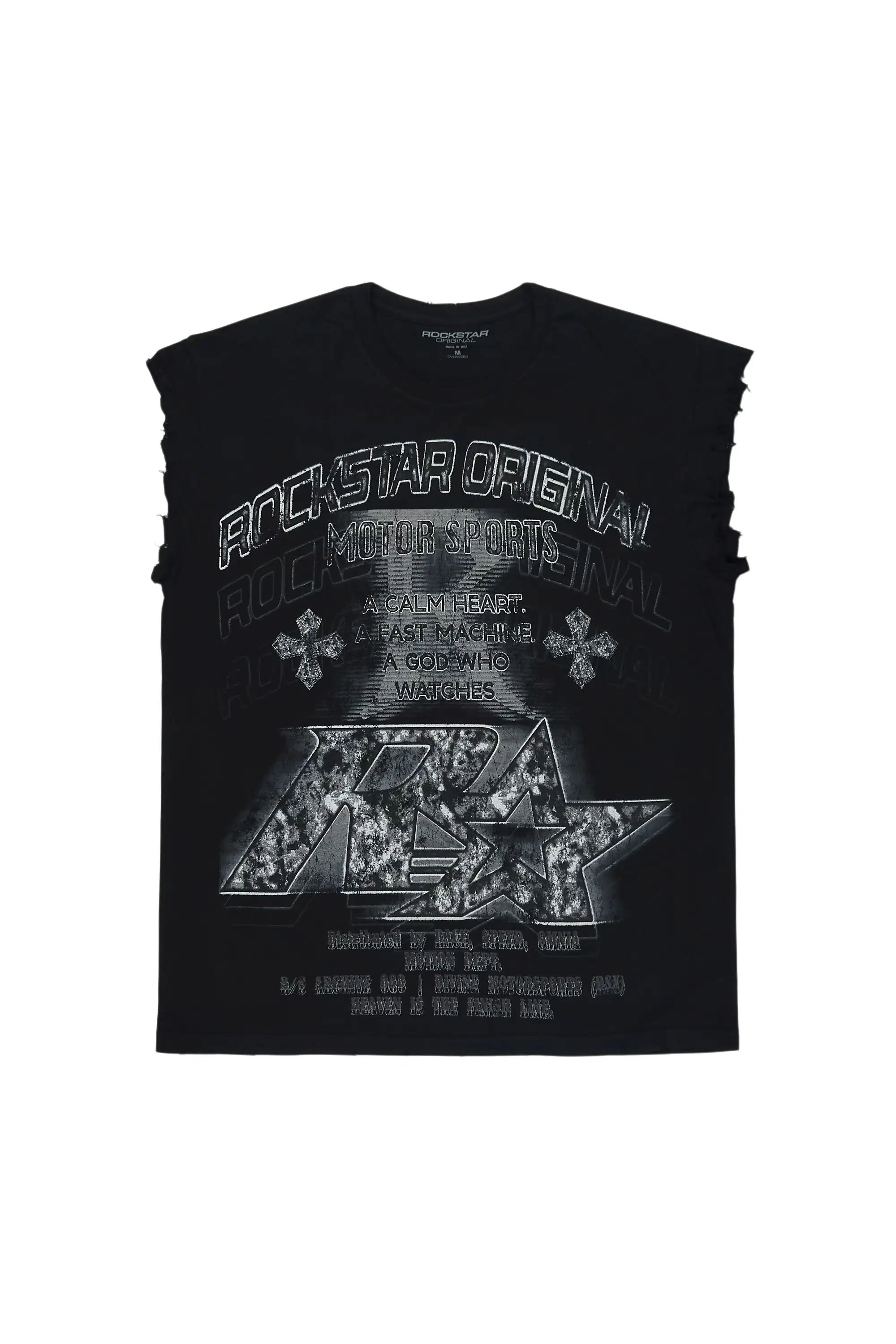 Katrella Cut Sleeve Black T-Shirt