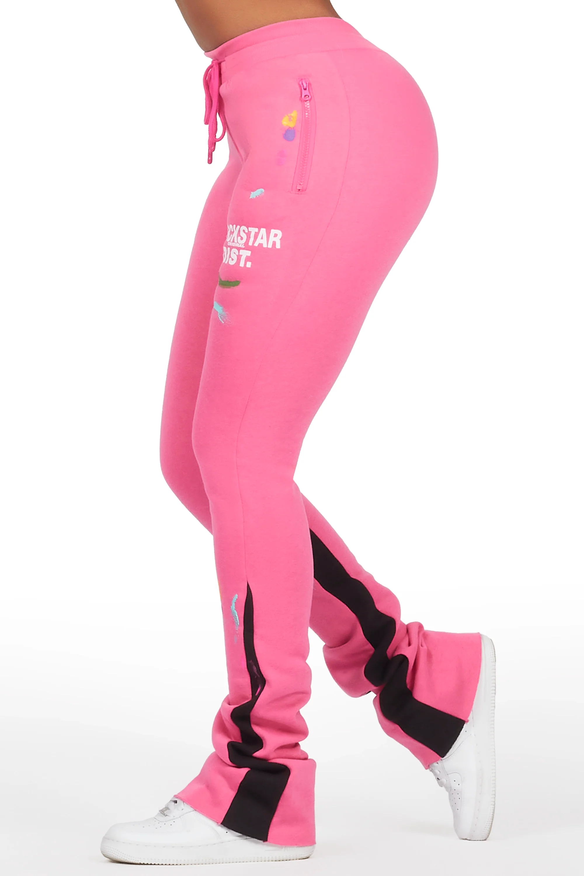 Karenthia Hot Pink Stacked Flare Pant - Image 4