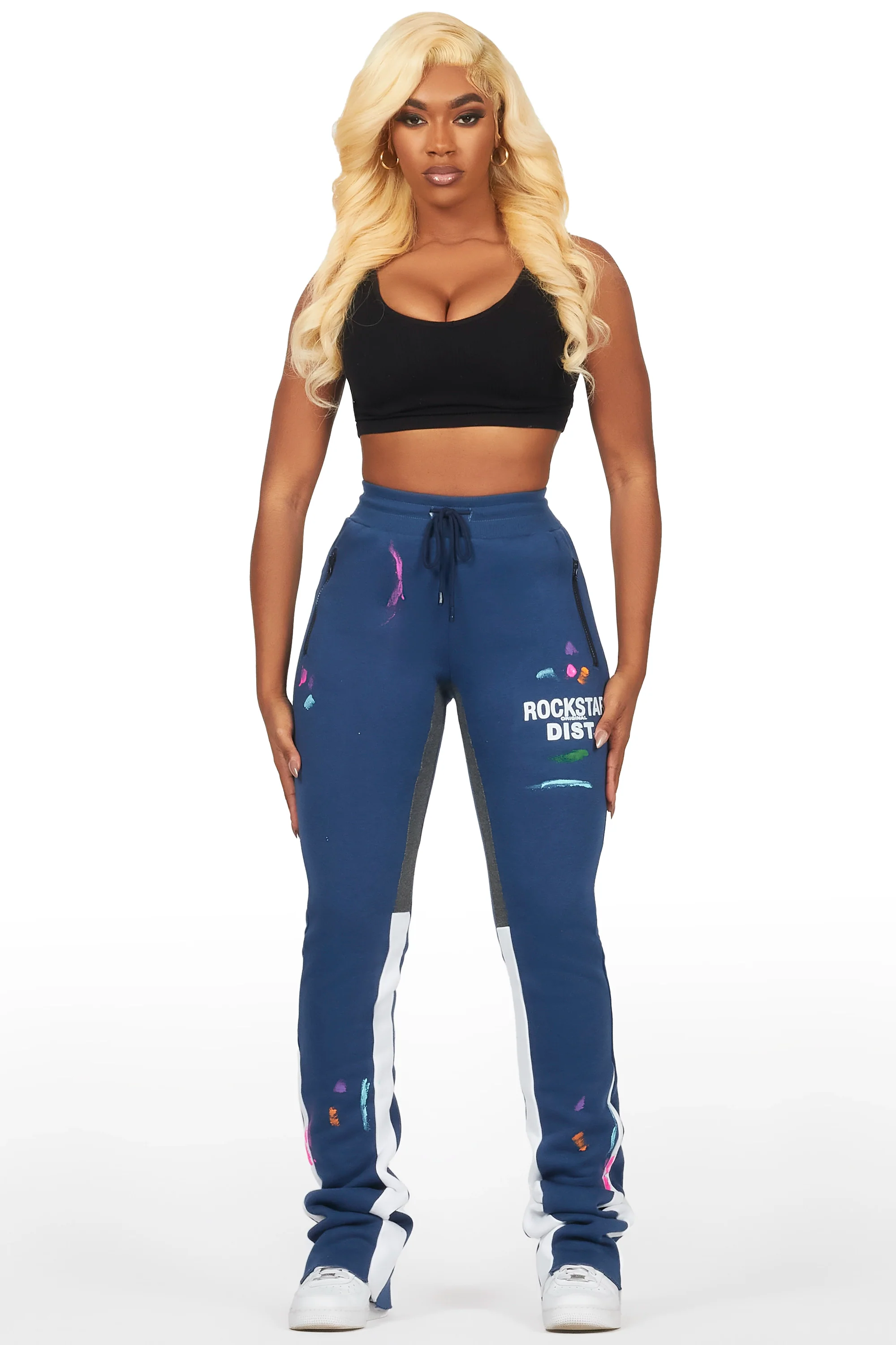 Karenthia Navy Stacked Track Pant - Image 2