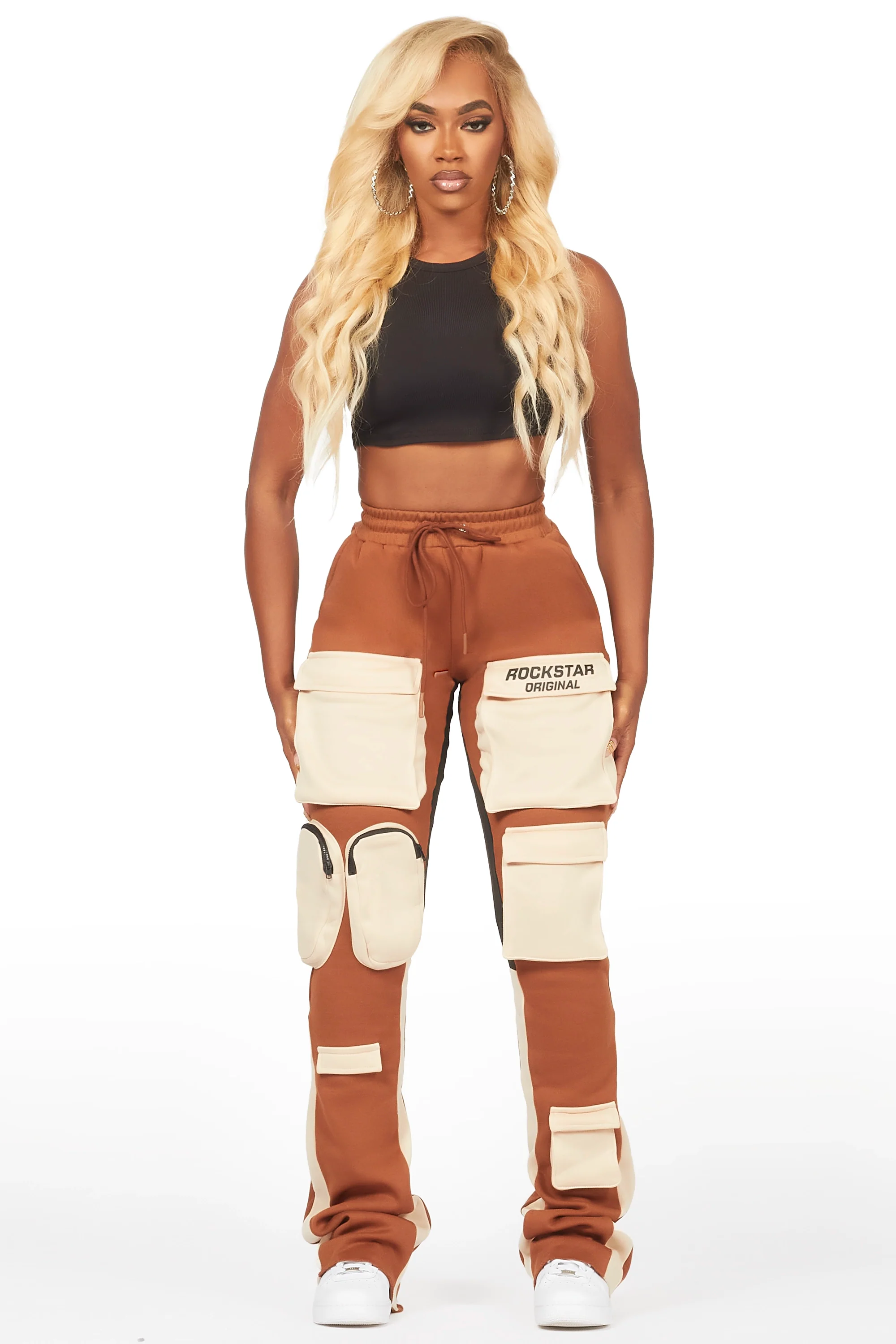 Norika Brown Stacked Track Pant - Image 2