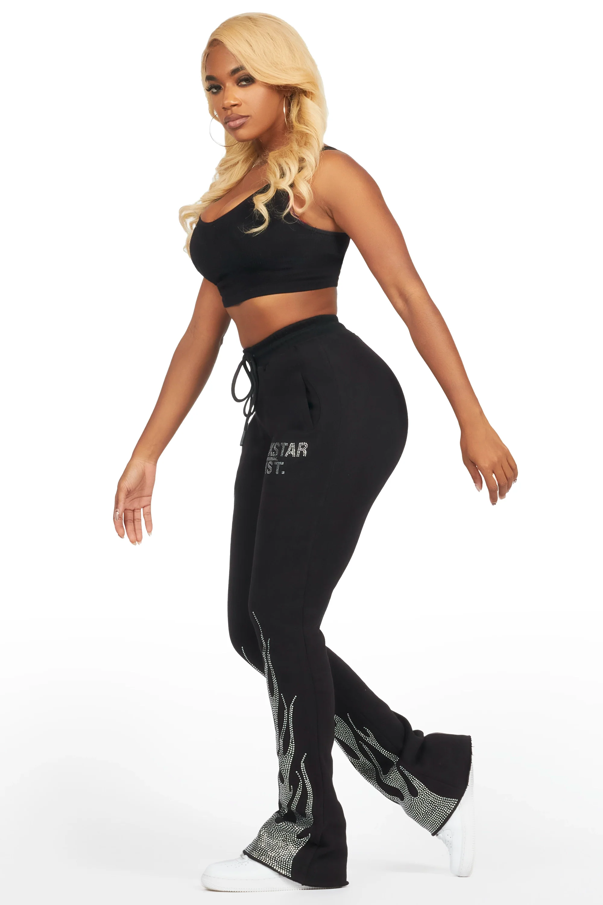 Anastesia Black Stacked Track Pant - Image 4