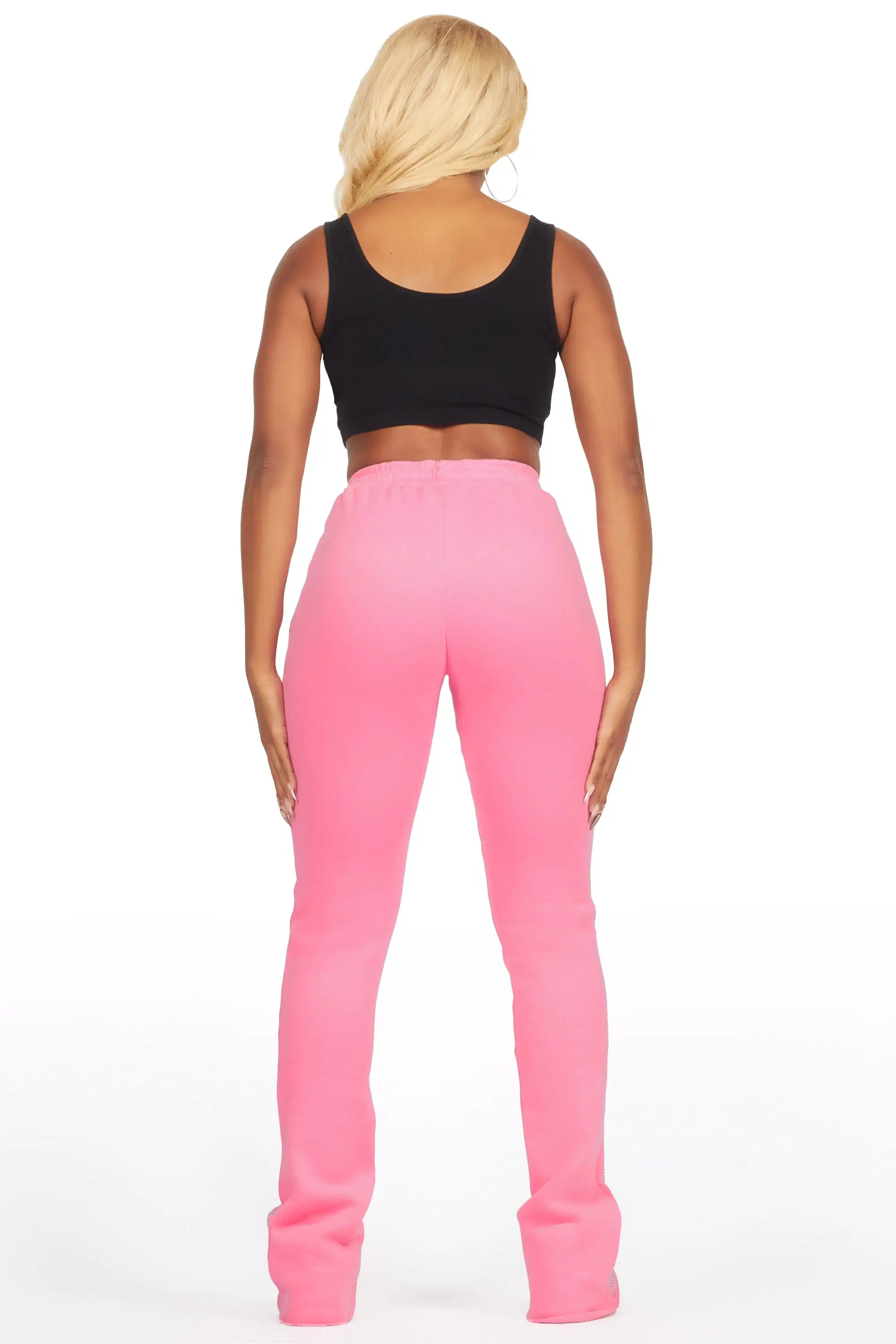 Anastesia Bubblegum Pink Stacked Track Pant - Image 5