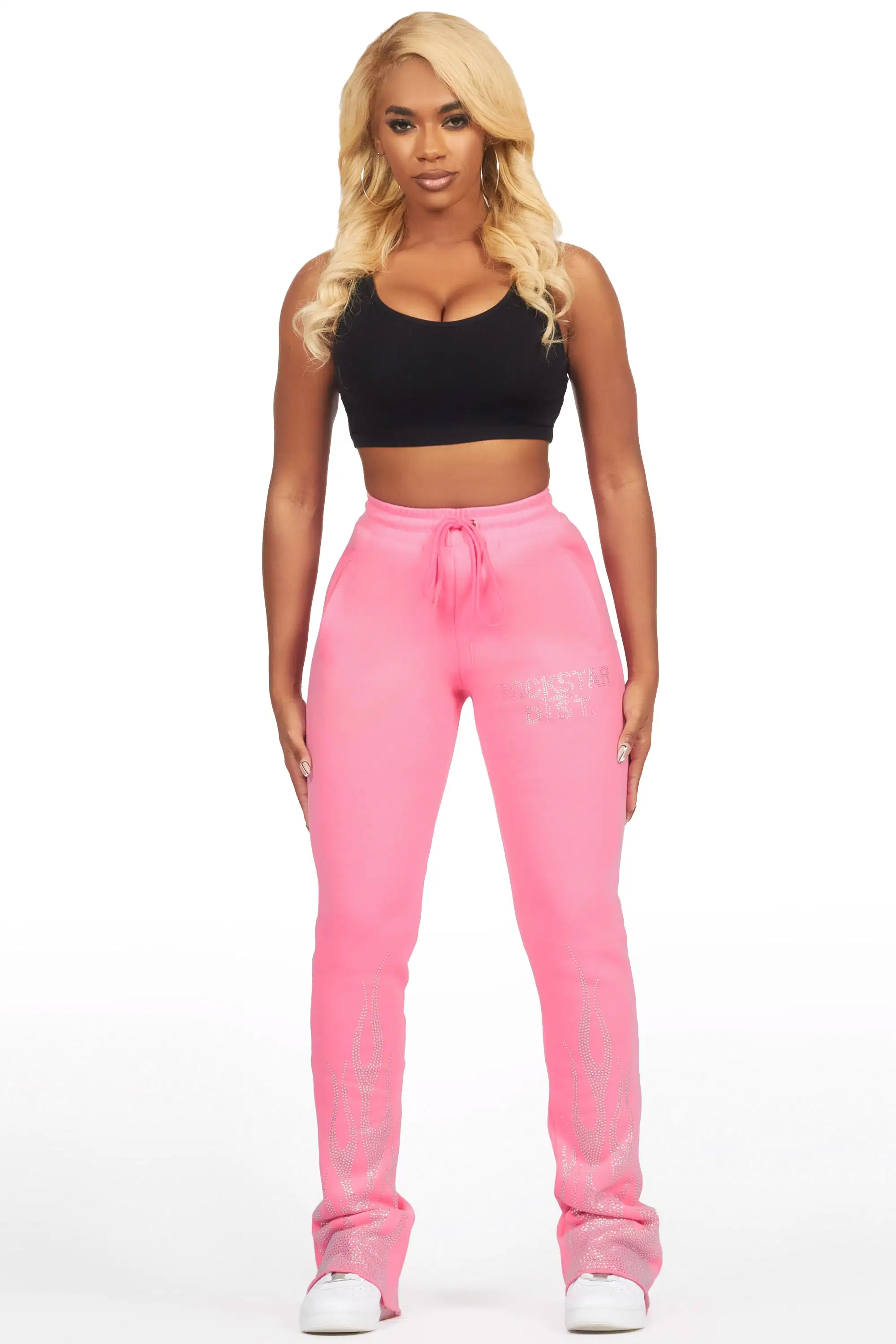 Anastesia Bubblegum Pink Stacked Track Pant - Image 6