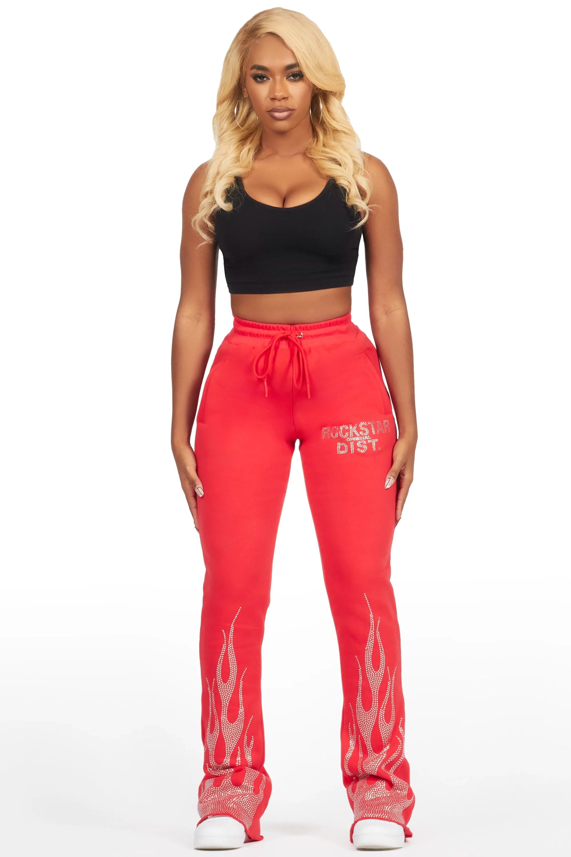 Anastesia Red Stacked Track Pant - Image 3