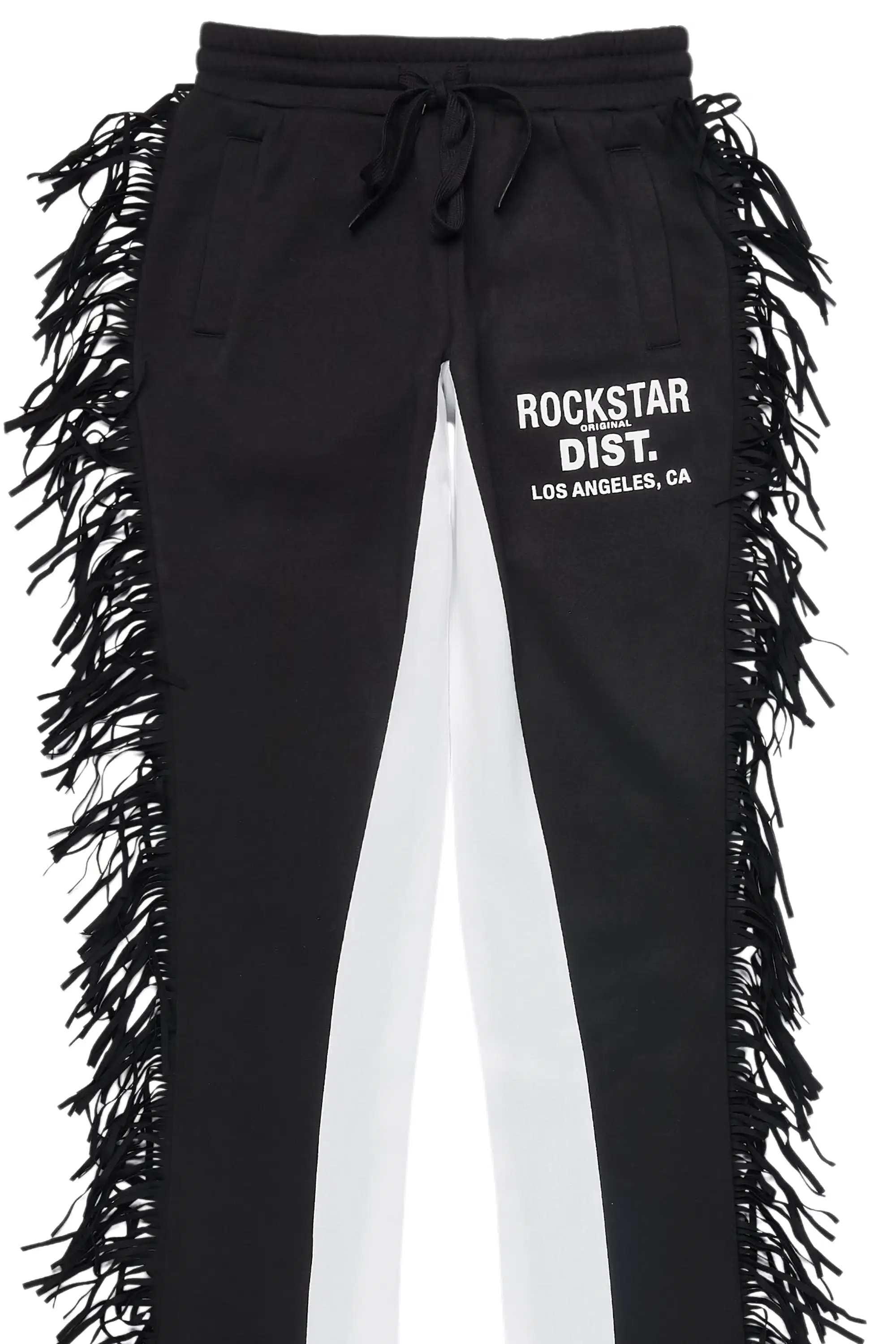 Kendra Black Fringe Stacked Flare Track Pant - Image 7