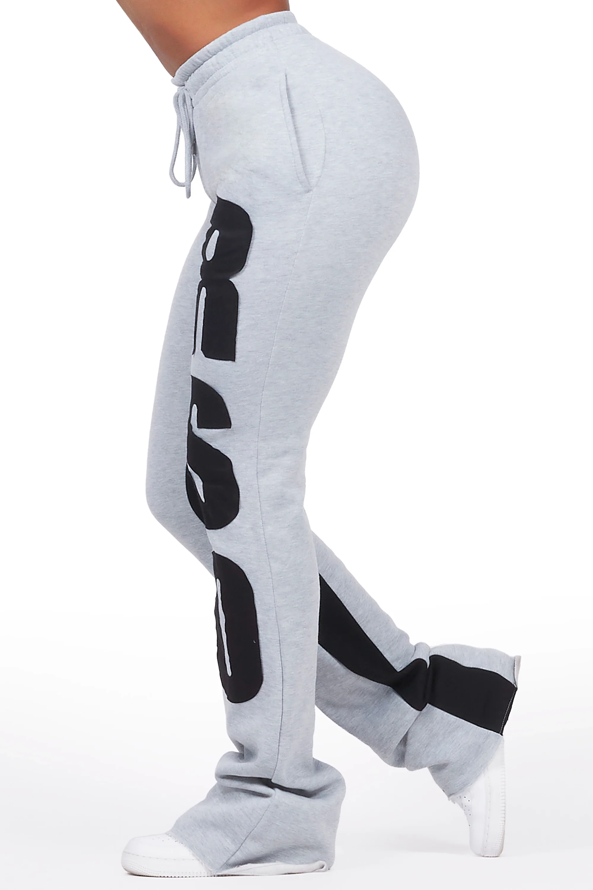 Juatica Heather Grey Baggy Stacked Track Pant - Image 4