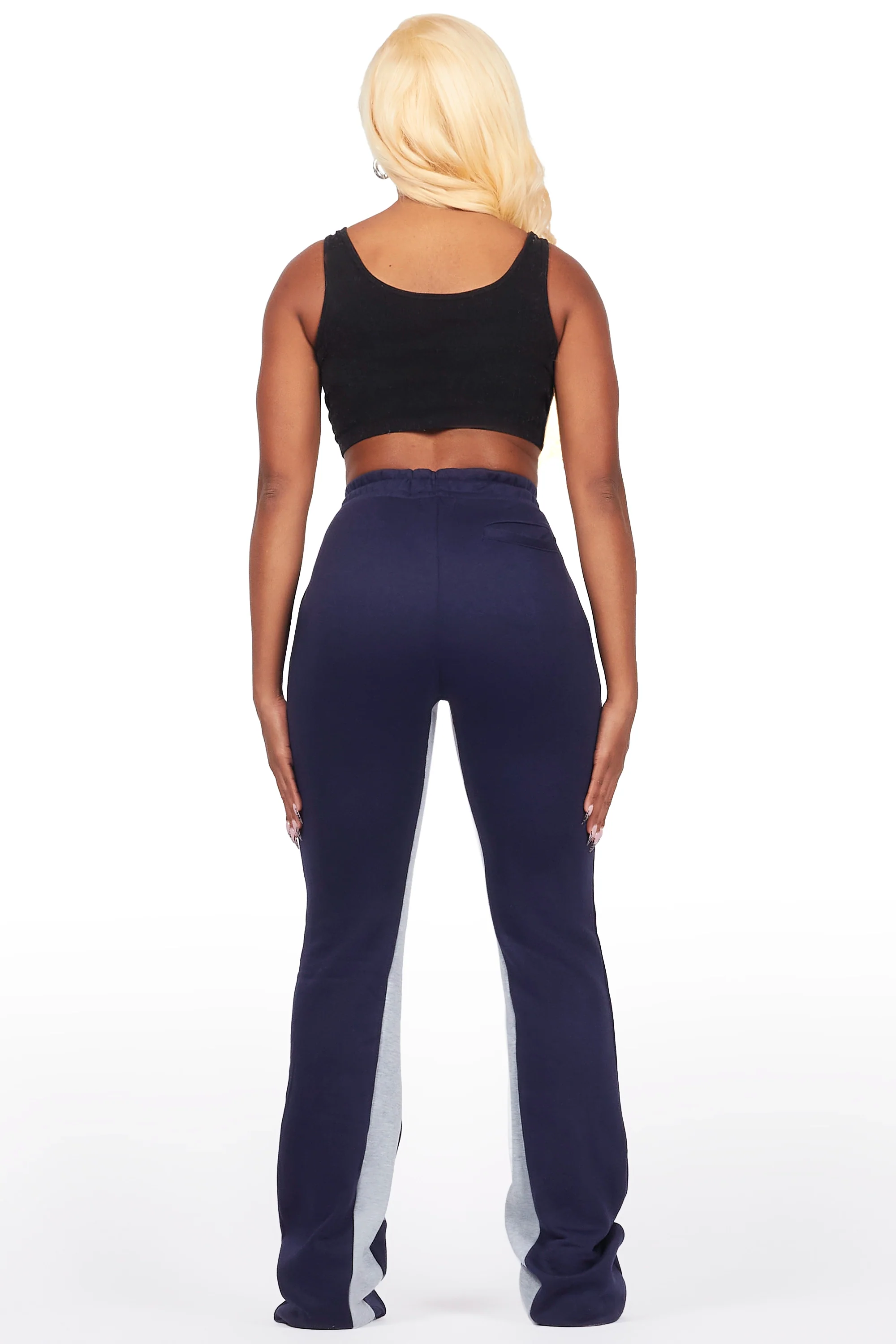 Juatica Navy Baggy Stacked Track Pant - Image 5