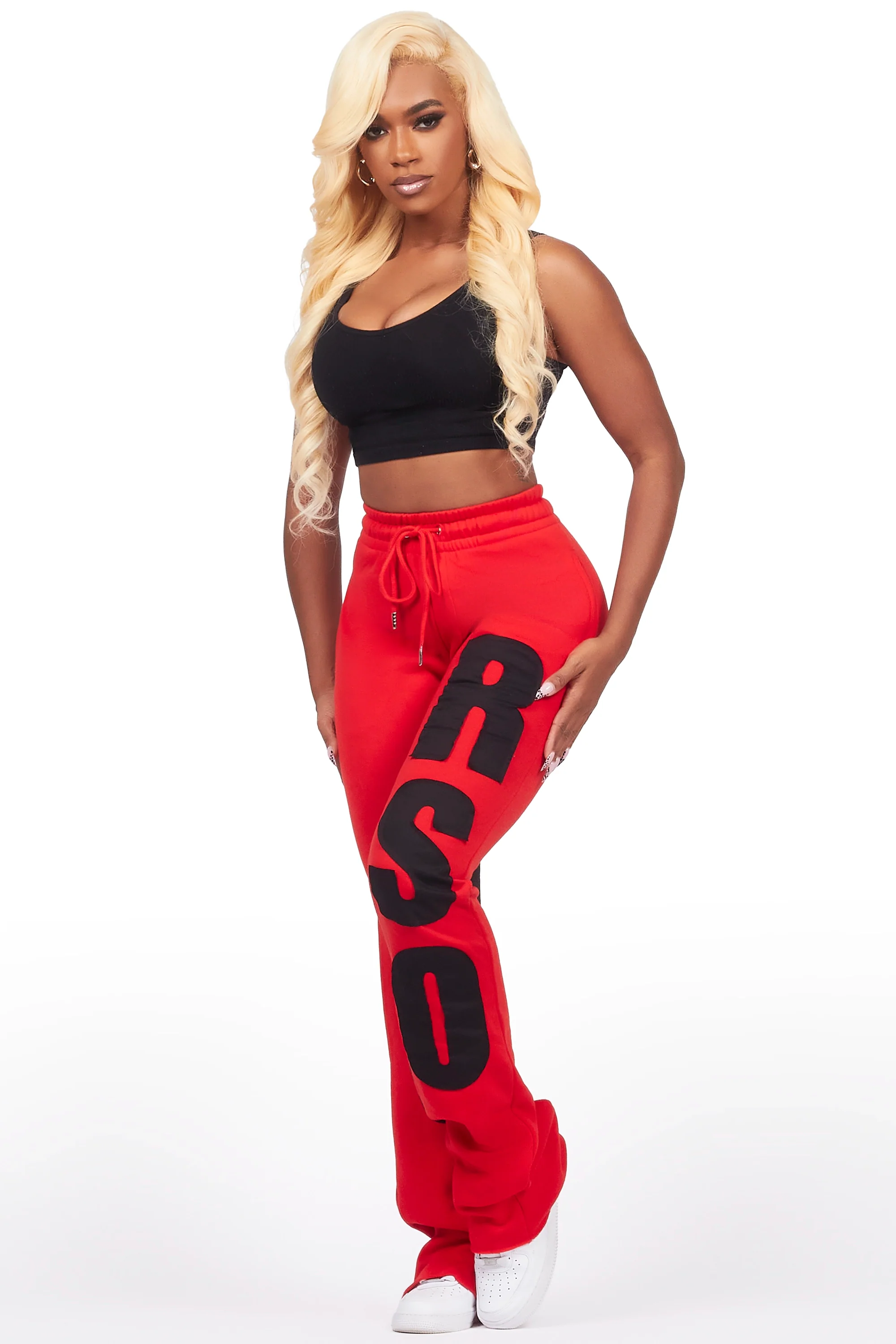 Juatica Red Baggy Stacked Track Pant - Image 4