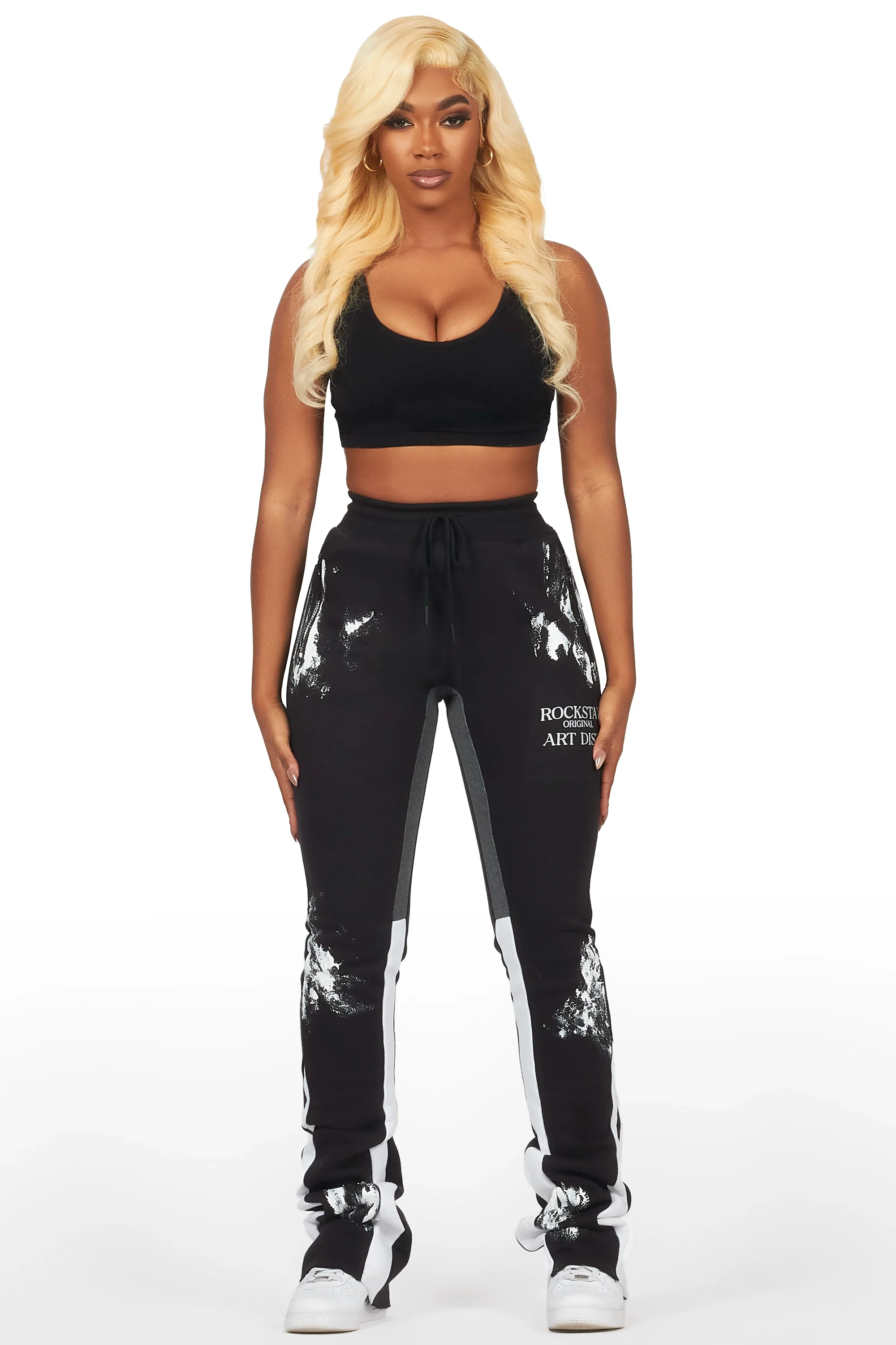Filipa Black Stacked Flare Pant - Image 2