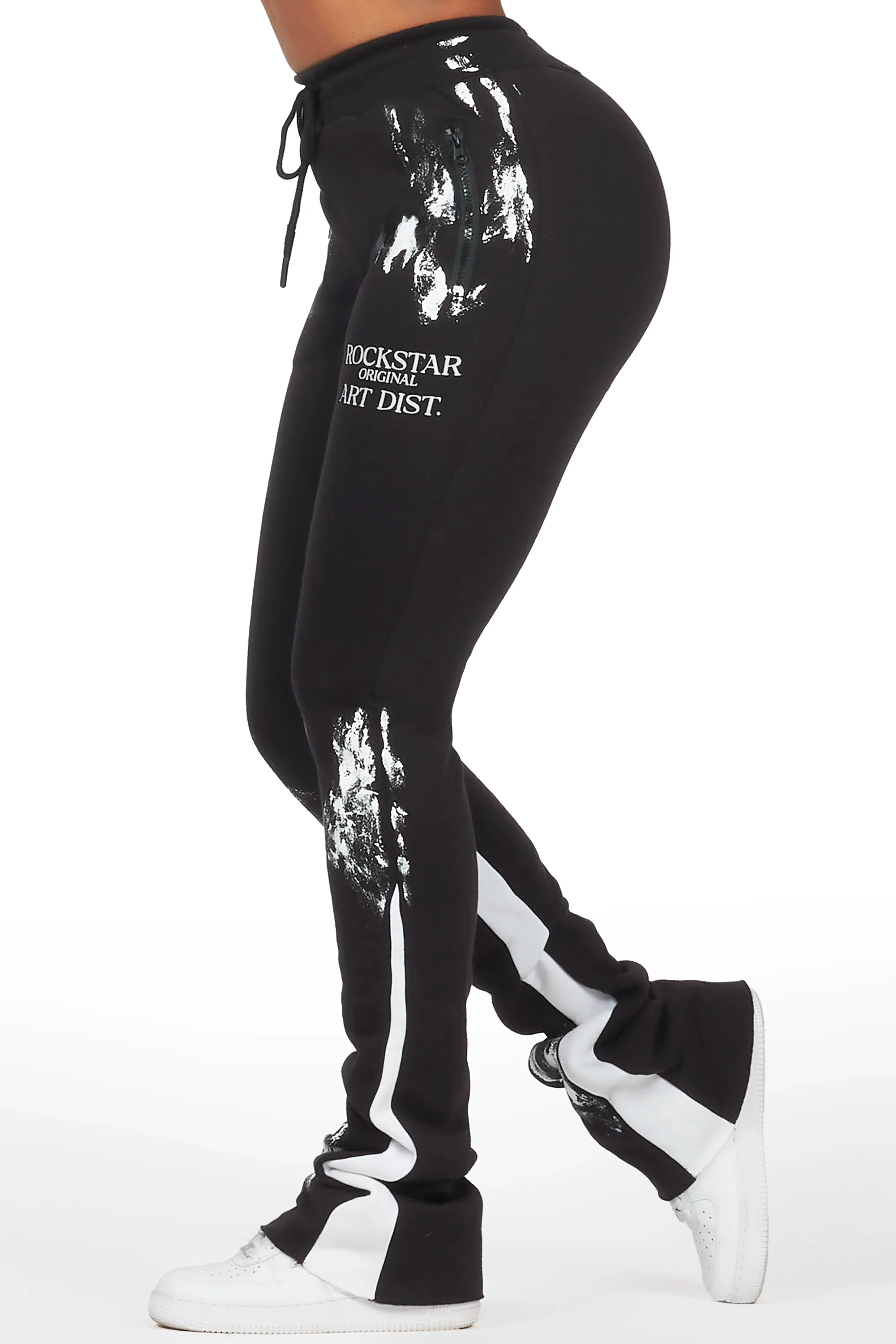 Filipa Black Stacked Flare Pant - Image 3