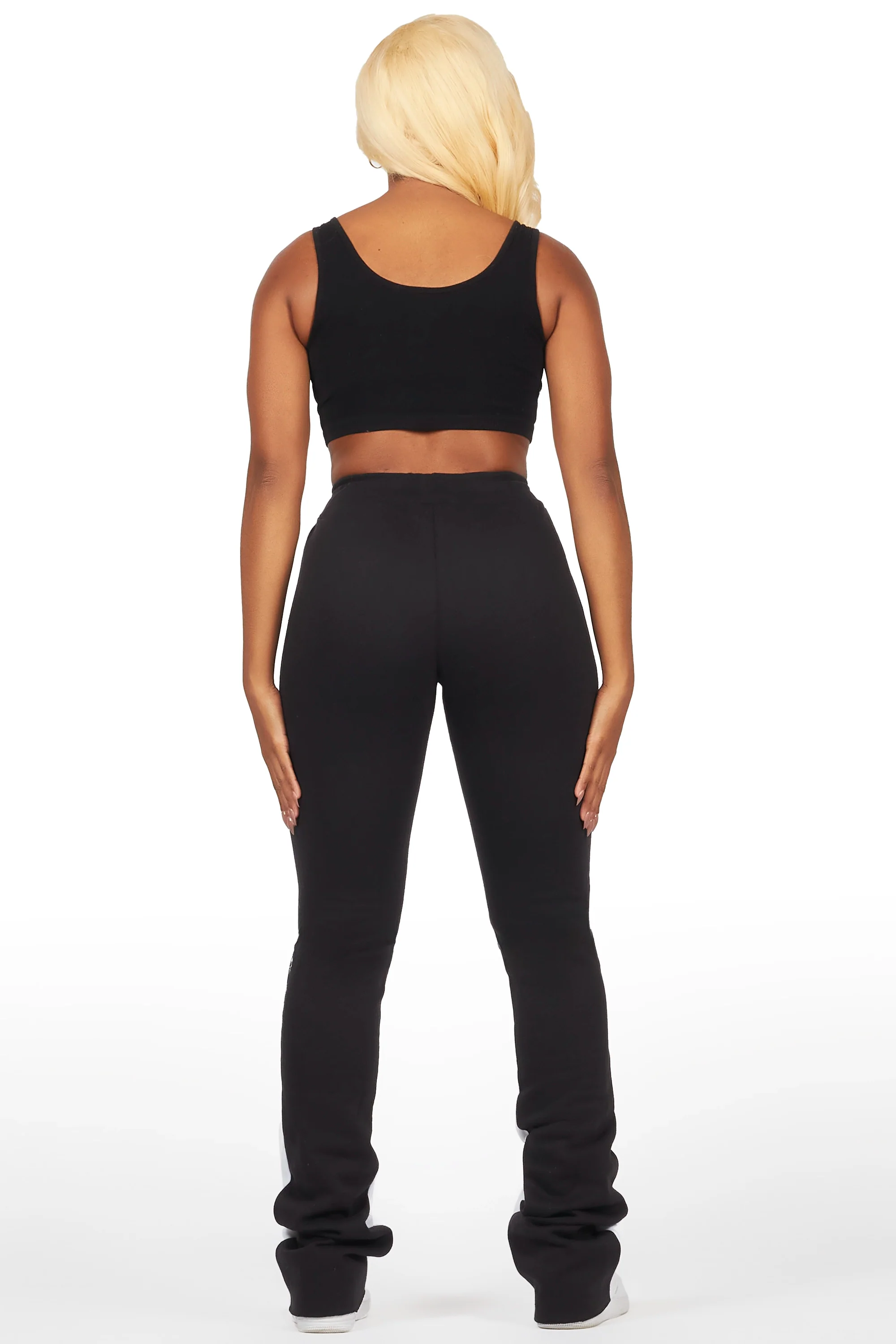 Filipa Black Stacked Flare Pant - Image 5