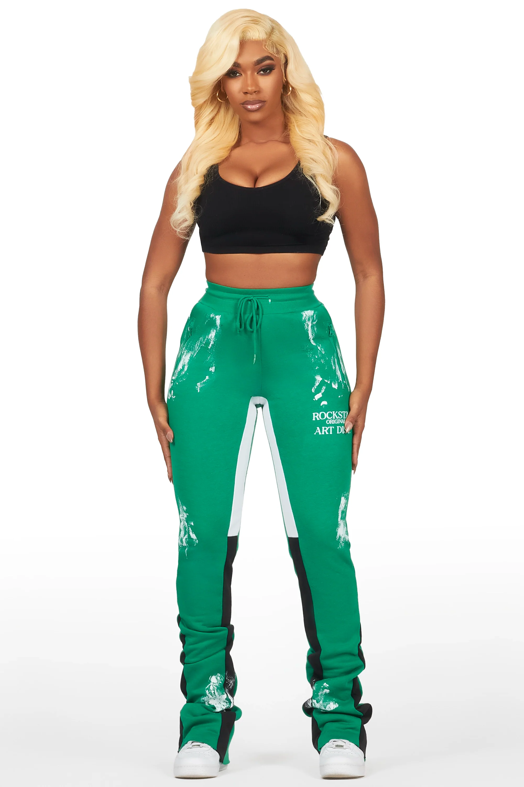 Filipa Green Stacked Flare Pant - Image 2