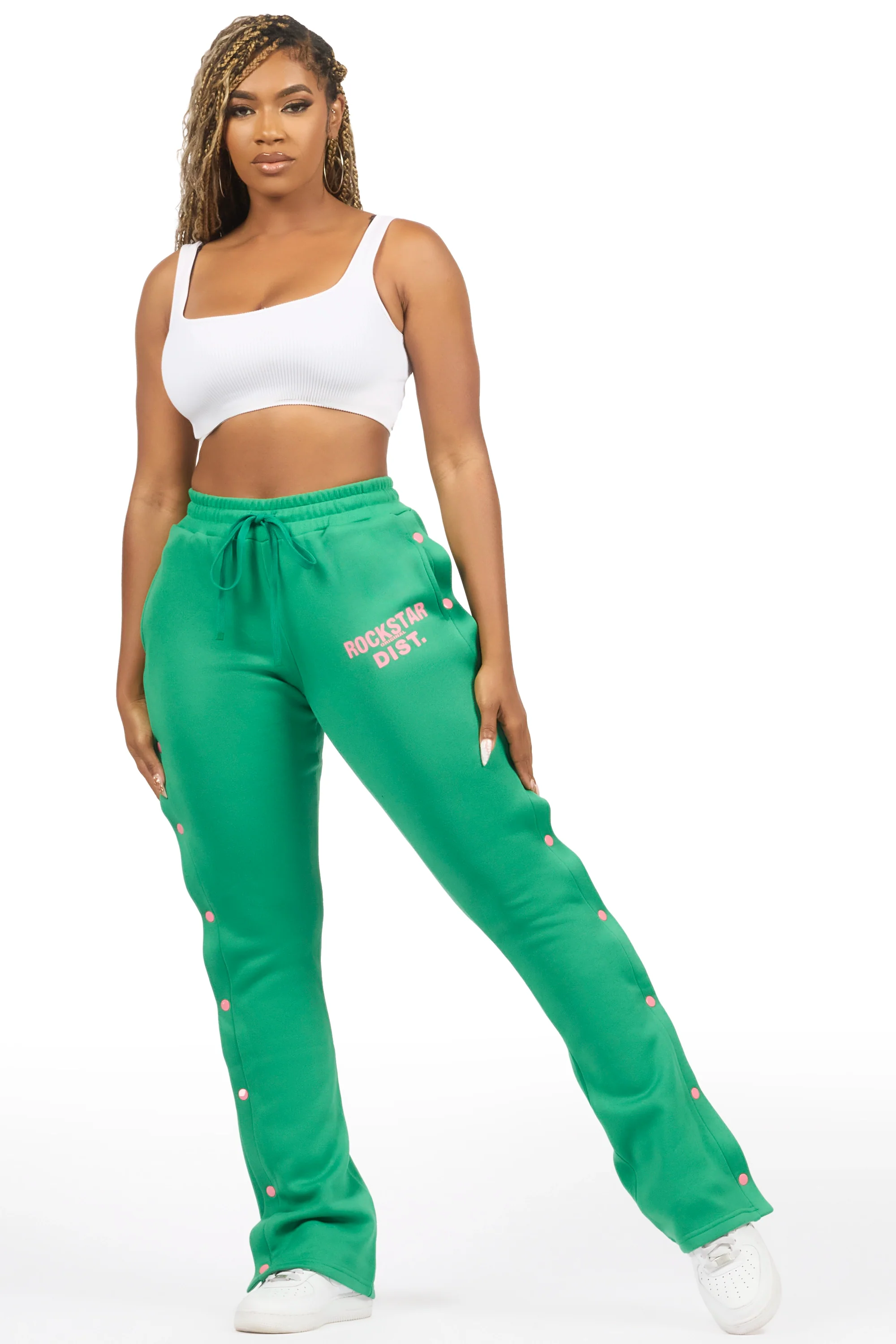 Kenniyah Green Snap Stacked Track Pant - Image 5