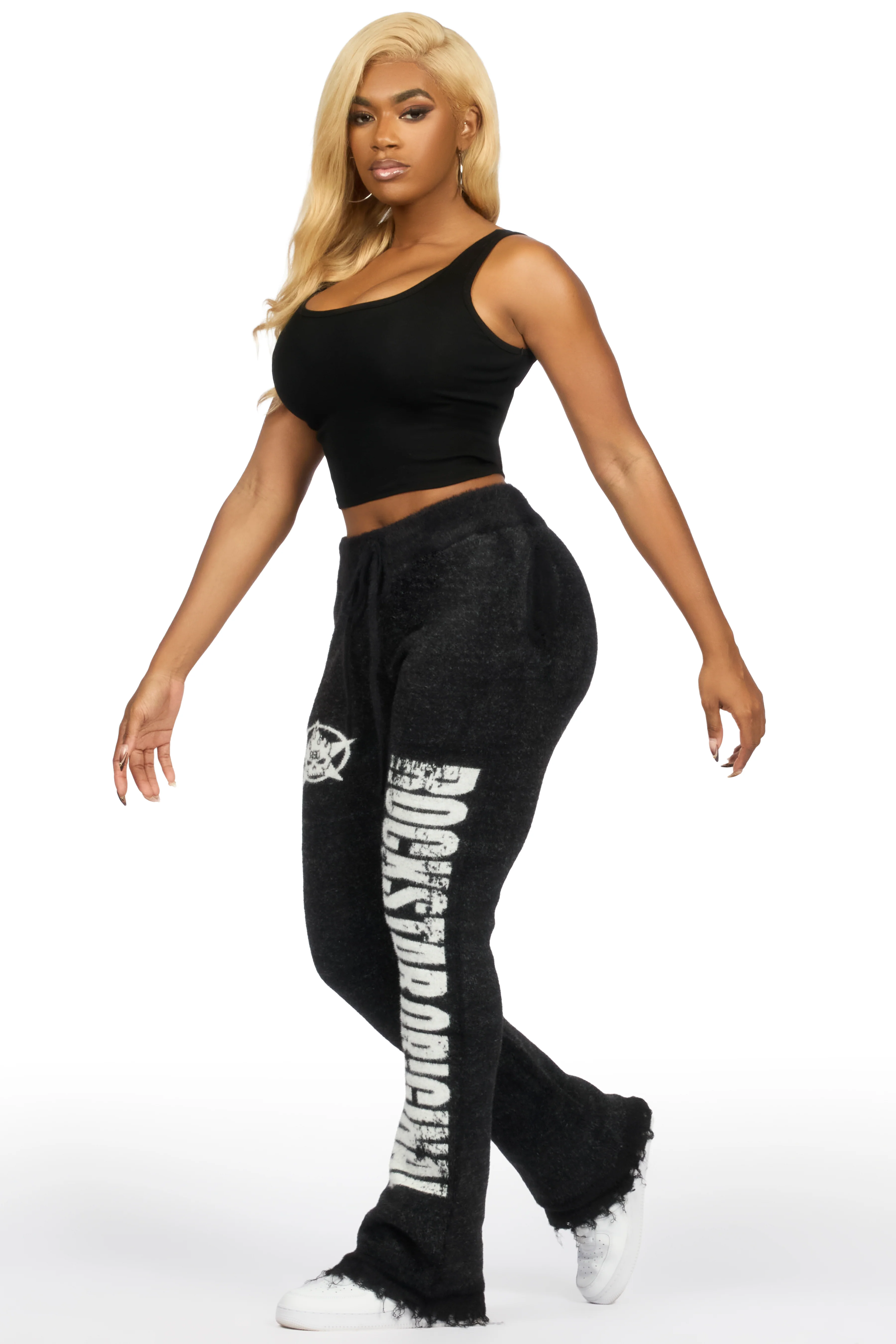 Keeya Black Mohair Stacked Track Pant - Image 4