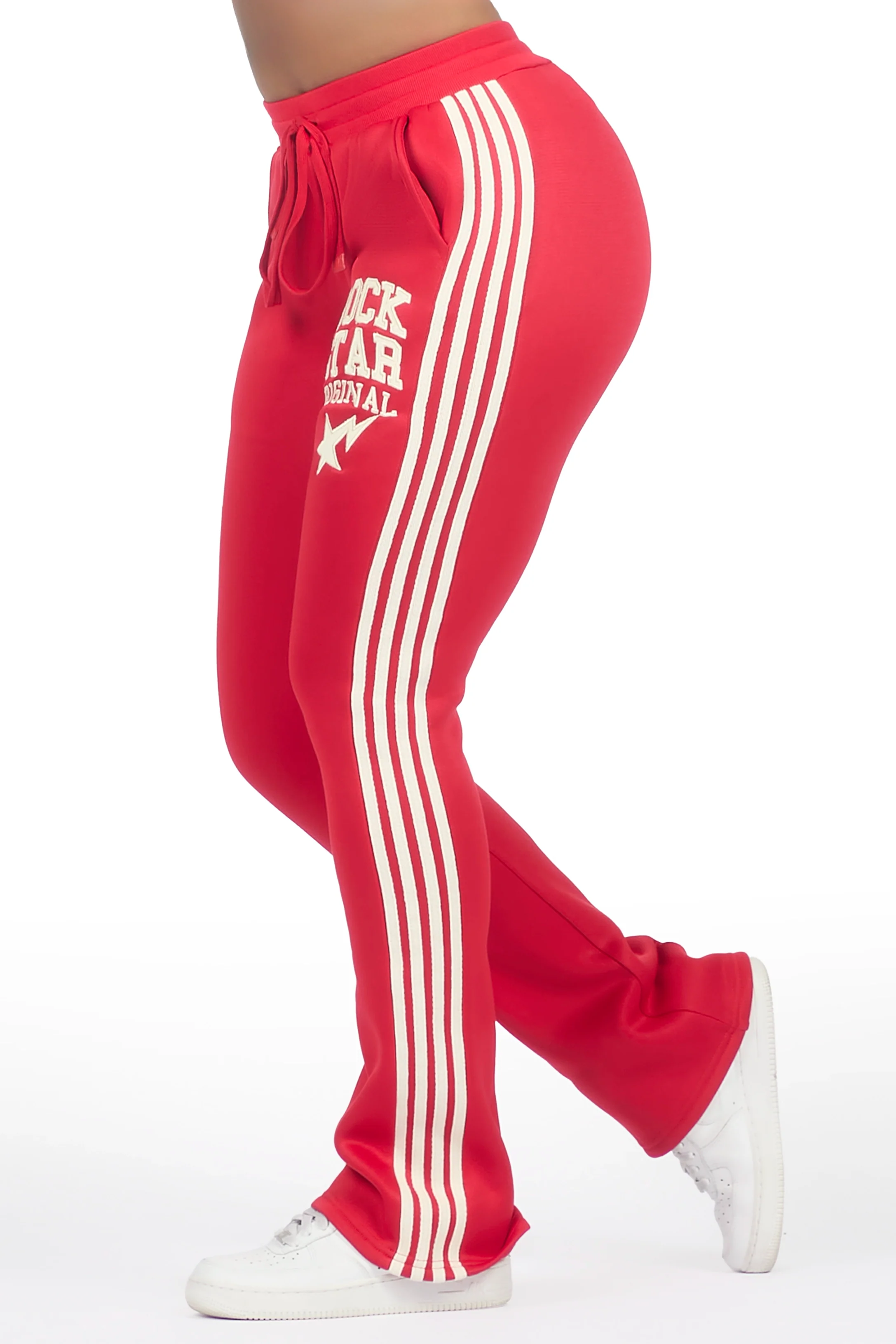 Briana Red Stacked Track Pant