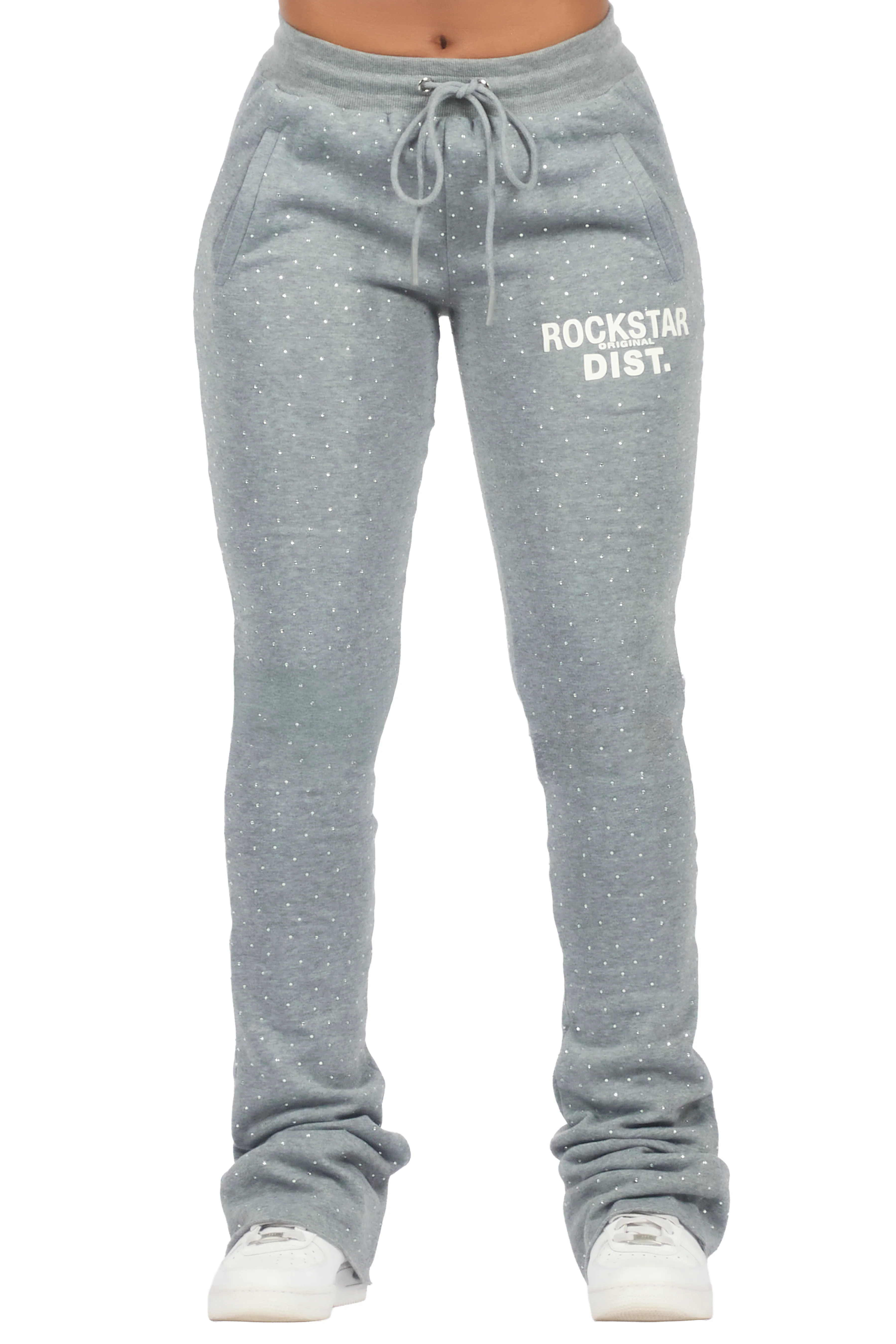Juliana Heather Grey Rhinestone Stacked Track Pant - Image 7