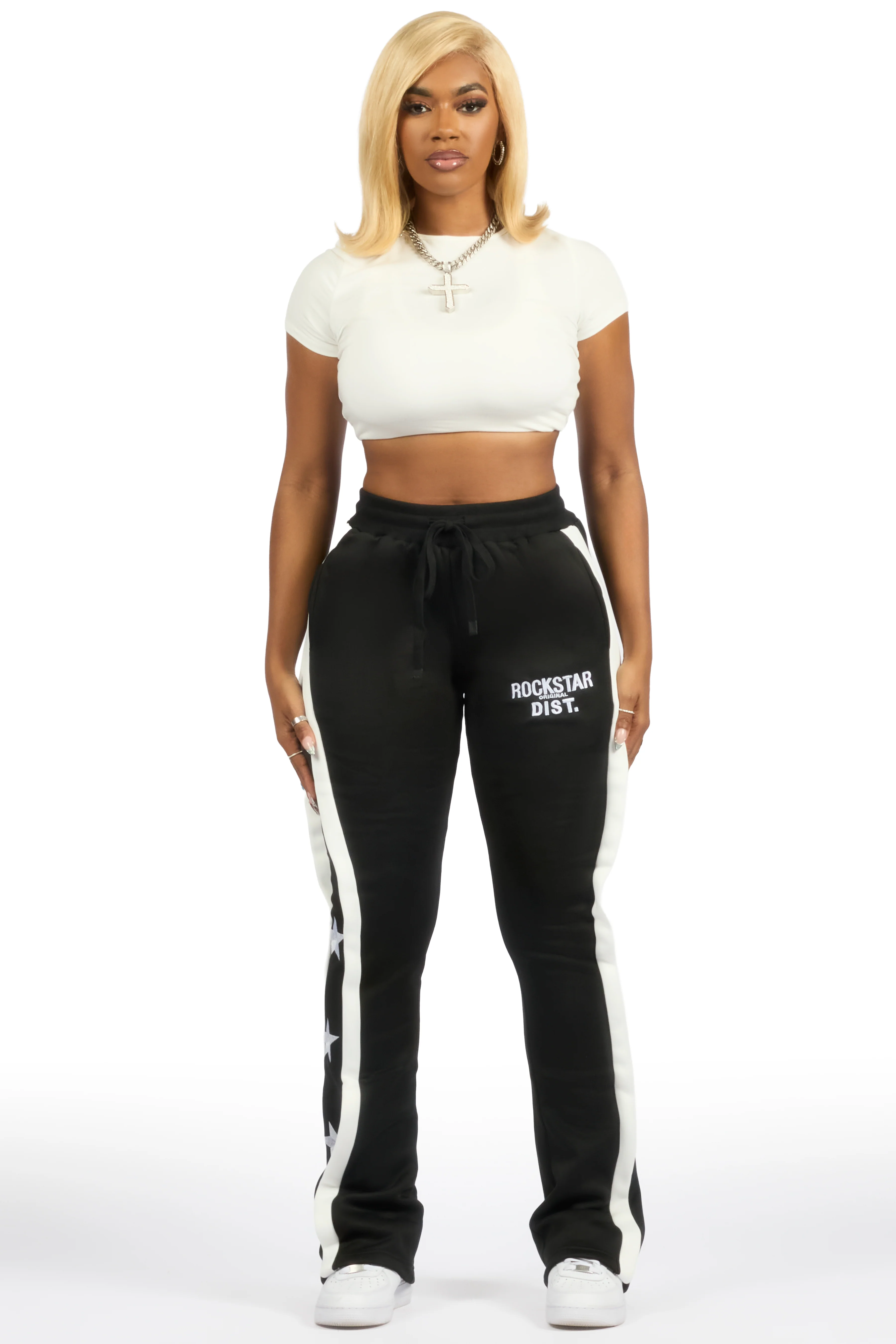 Deaunta Black Stacked Track Pant - Image 3