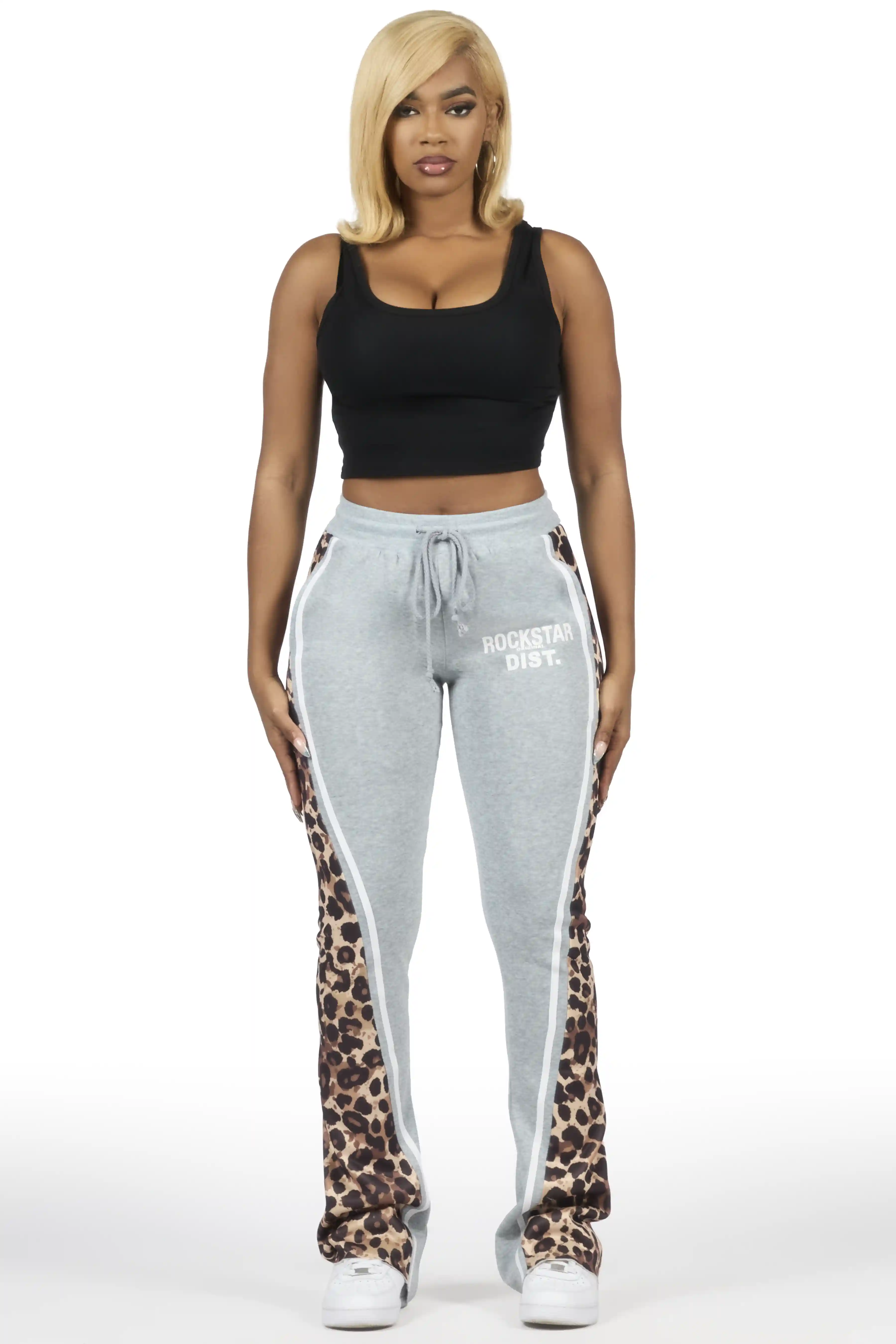 Soana Grey Stacked Track Pant - Image 7